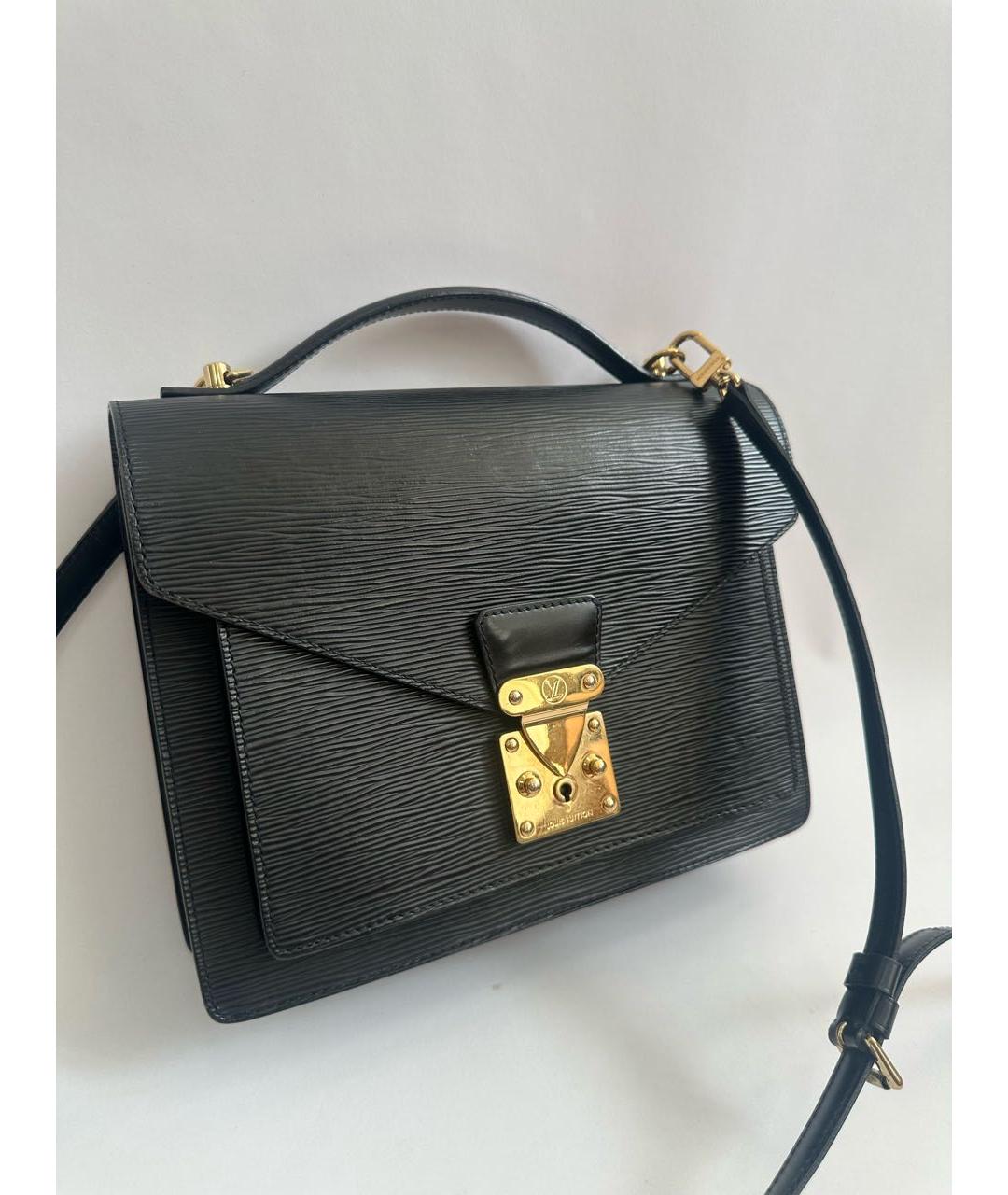 LOUIS VUITTON Черная кожаная сумка через плечо, фото 5