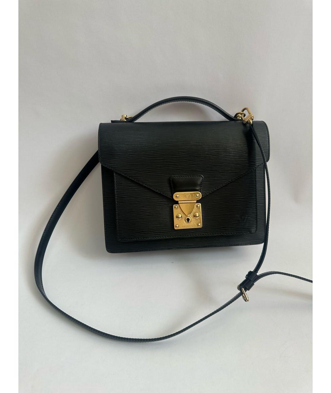 LOUIS VUITTON Черная кожаная сумка через плечо, фото 8