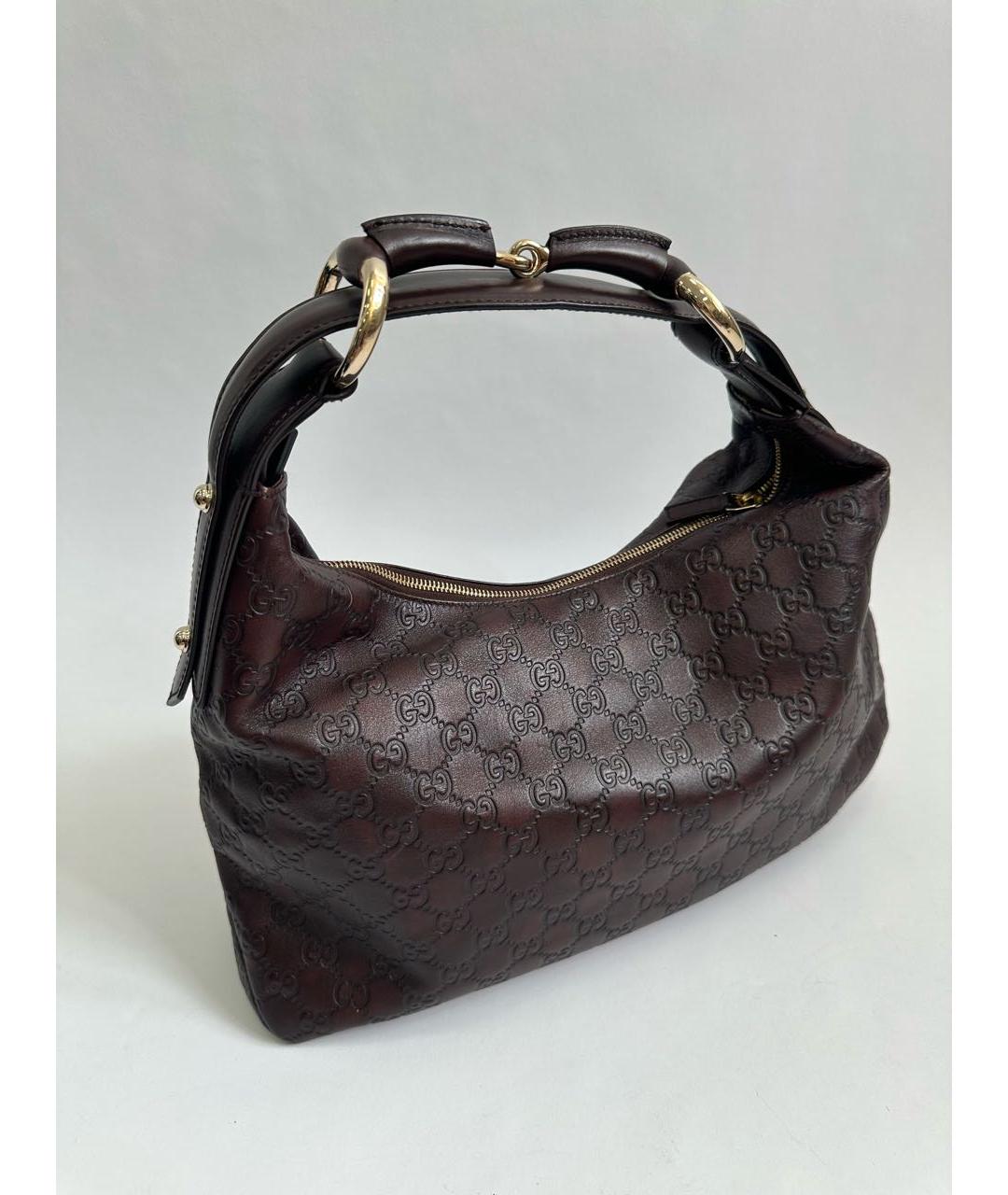 GUCCI Коричневая кожаная сумка через плечо, фото 5