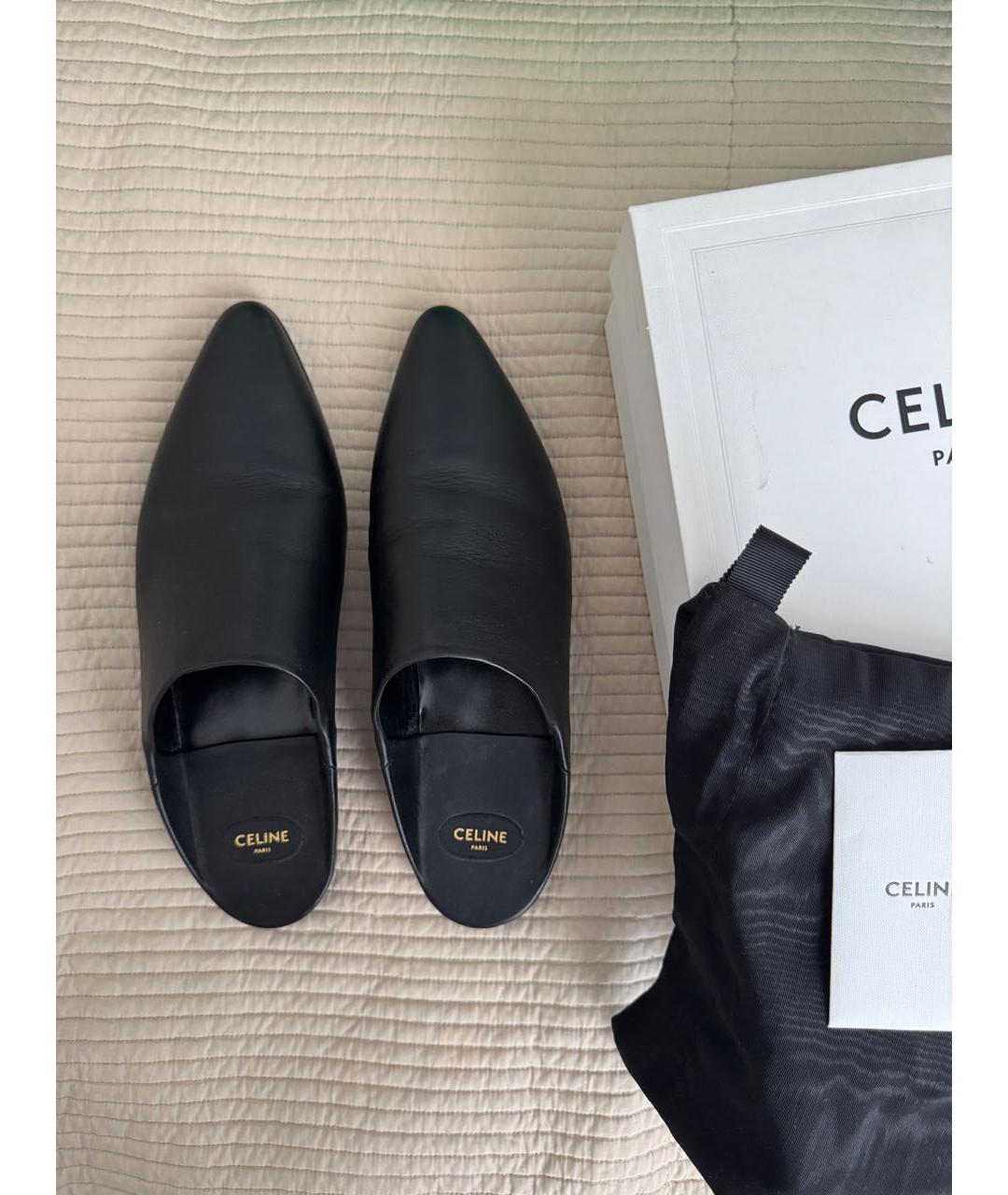 CELINE Черные кожаные лоферы, фото 4