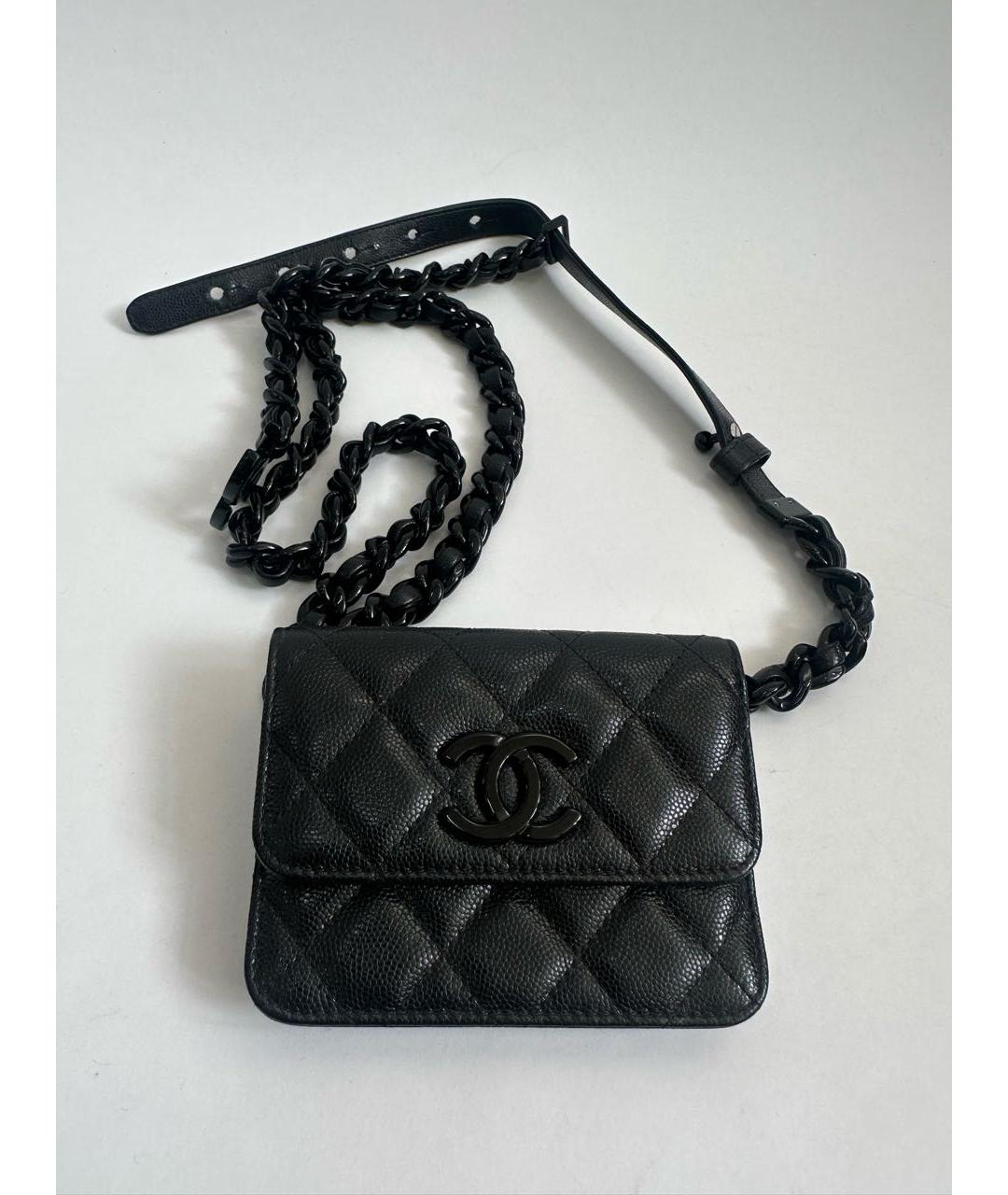 CHANEL Черная кожаная поясная сумка, фото 8