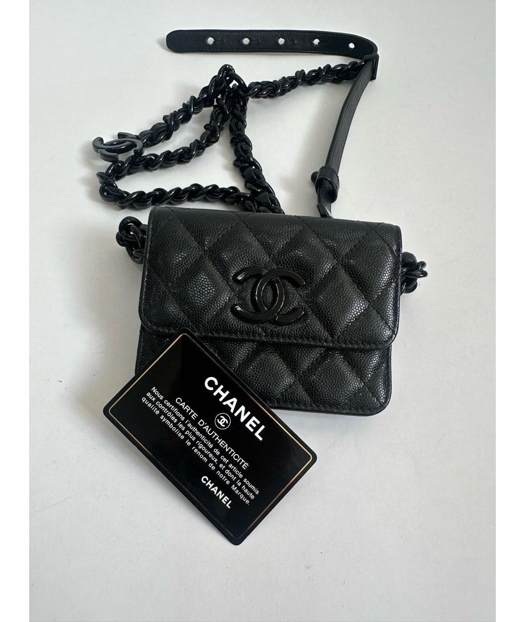 CHANEL Черная кожаная поясная сумка, фото 6