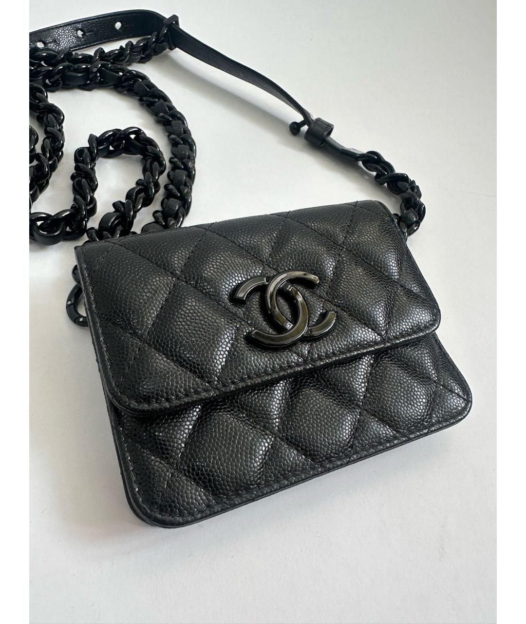 CHANEL Черная кожаная поясная сумка, фото 2