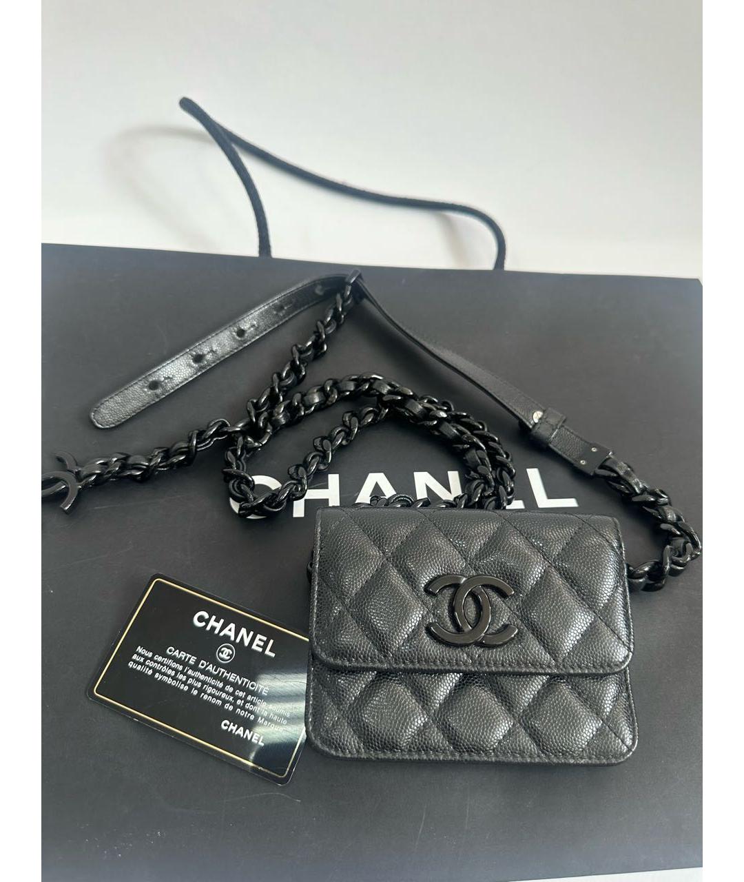 CHANEL Черная кожаная поясная сумка, фото 5