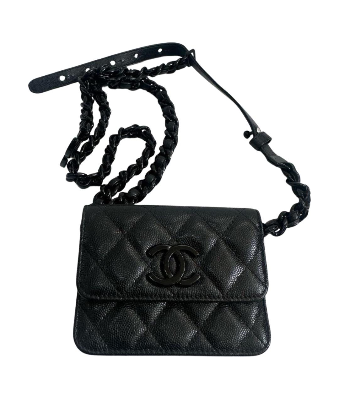 CHANEL Черная кожаная поясная сумка, фото 1