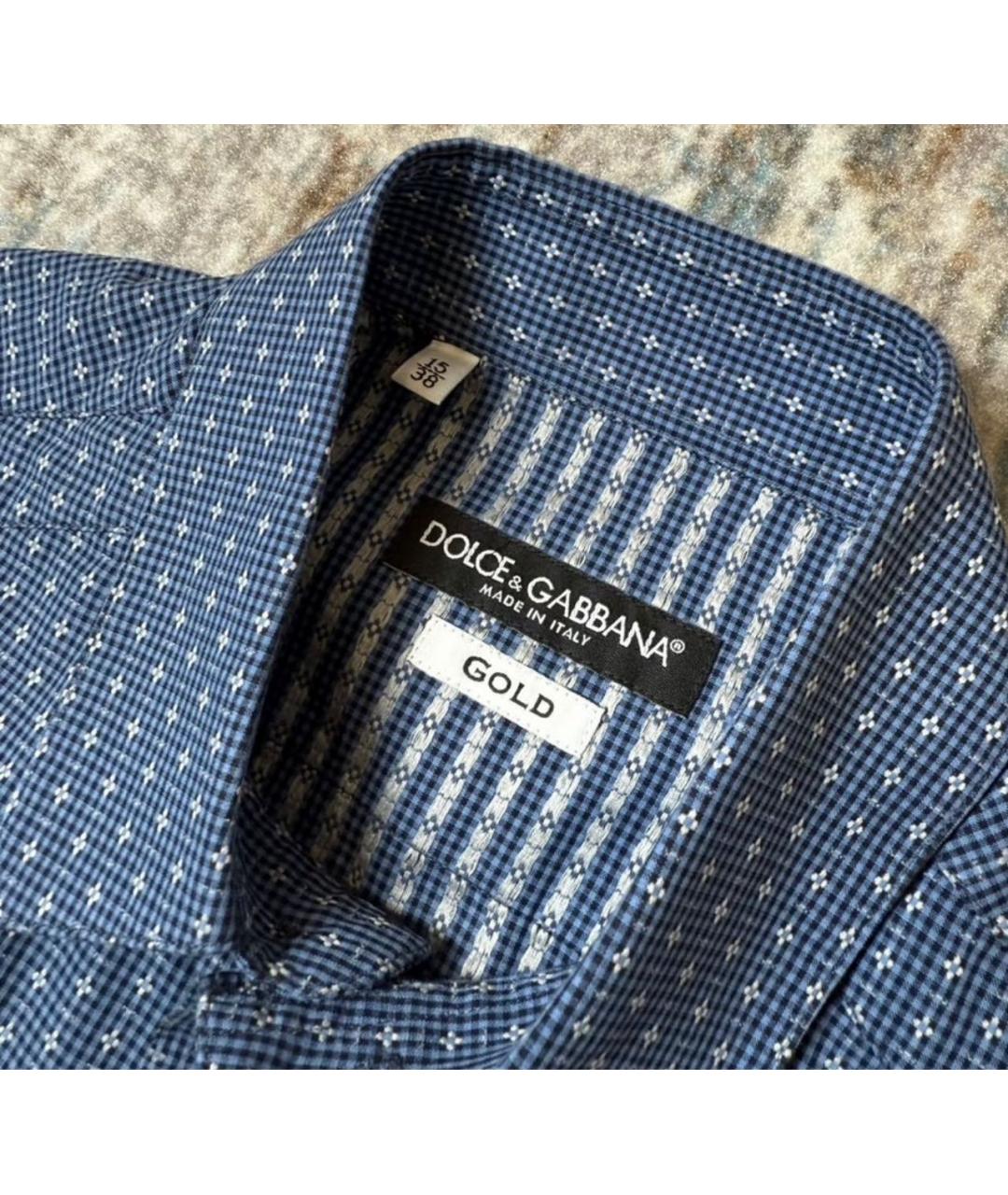 DOLCE&GABBANA Синяя хлопковая классическая рубашка, фото 3