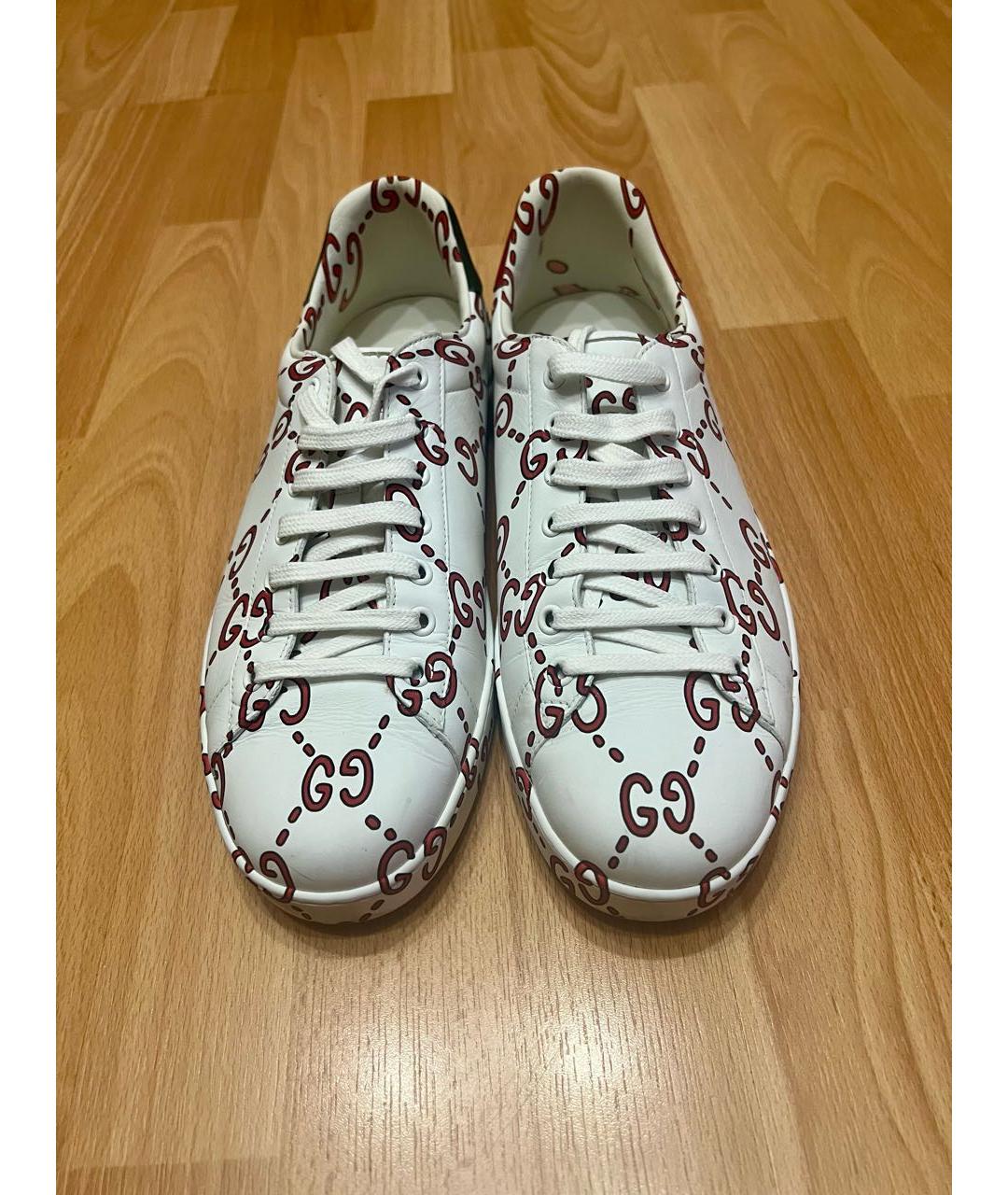 GUCCI Белые кожаные низкие кроссовки / кеды, фото 2