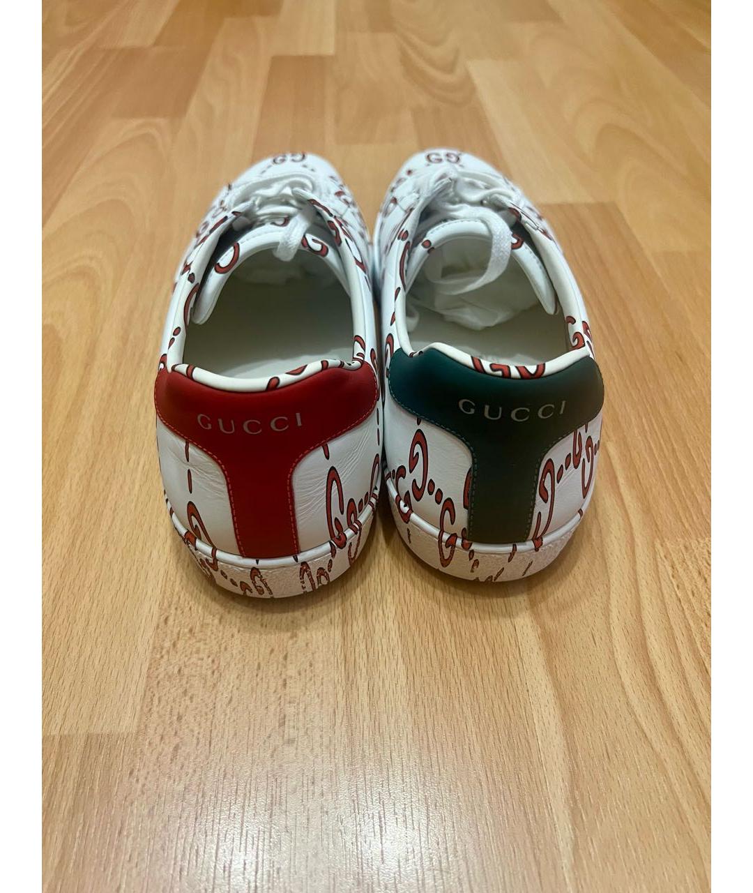 GUCCI Белые кожаные низкие кроссовки / кеды, фото 4