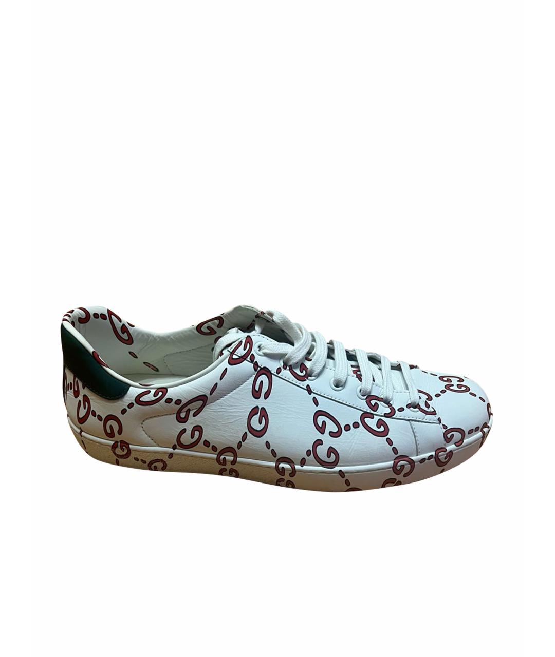 GUCCI Белые кожаные низкие кроссовки / кеды, фото 1