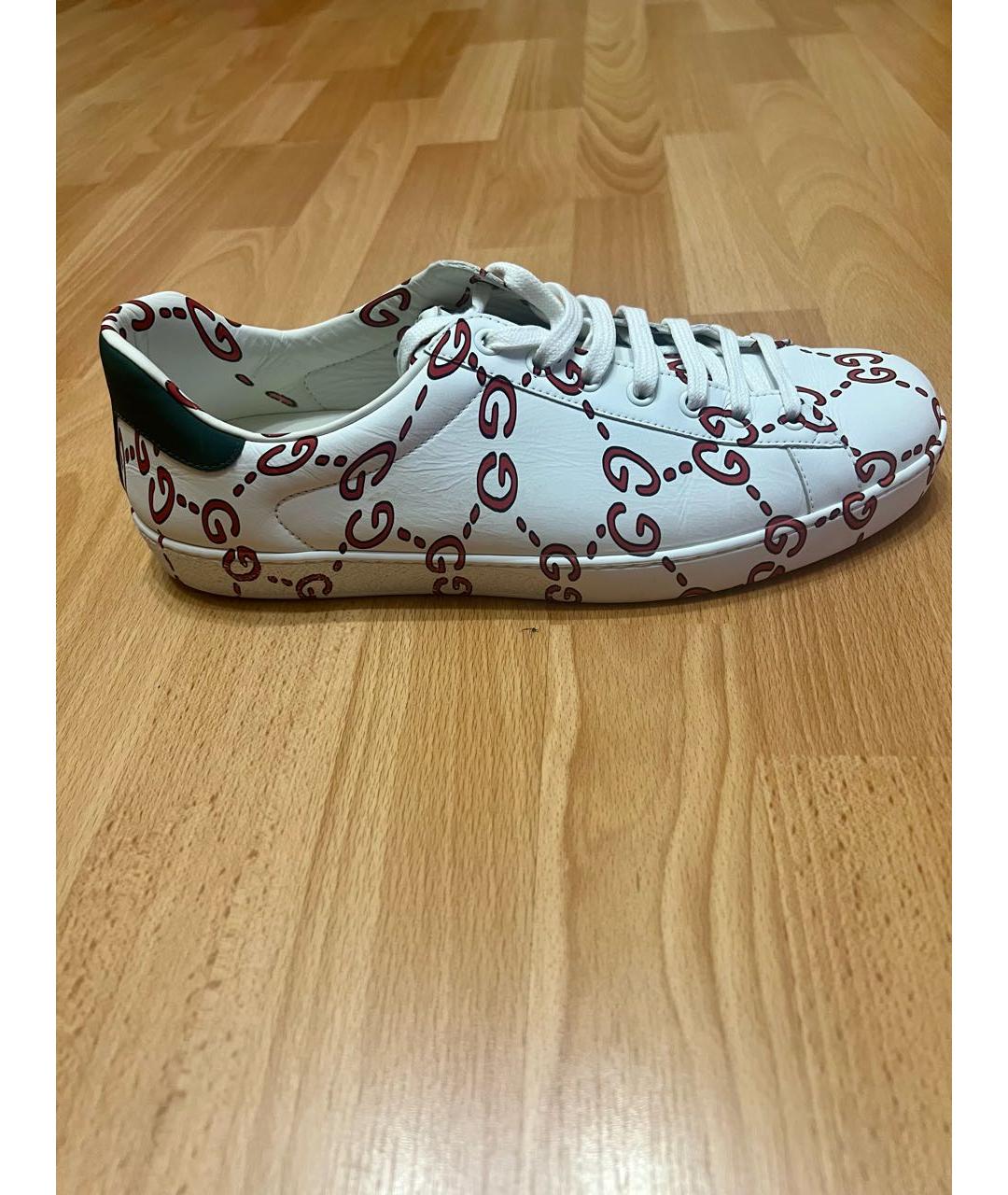 GUCCI Белые кожаные низкие кроссовки / кеды, фото 7