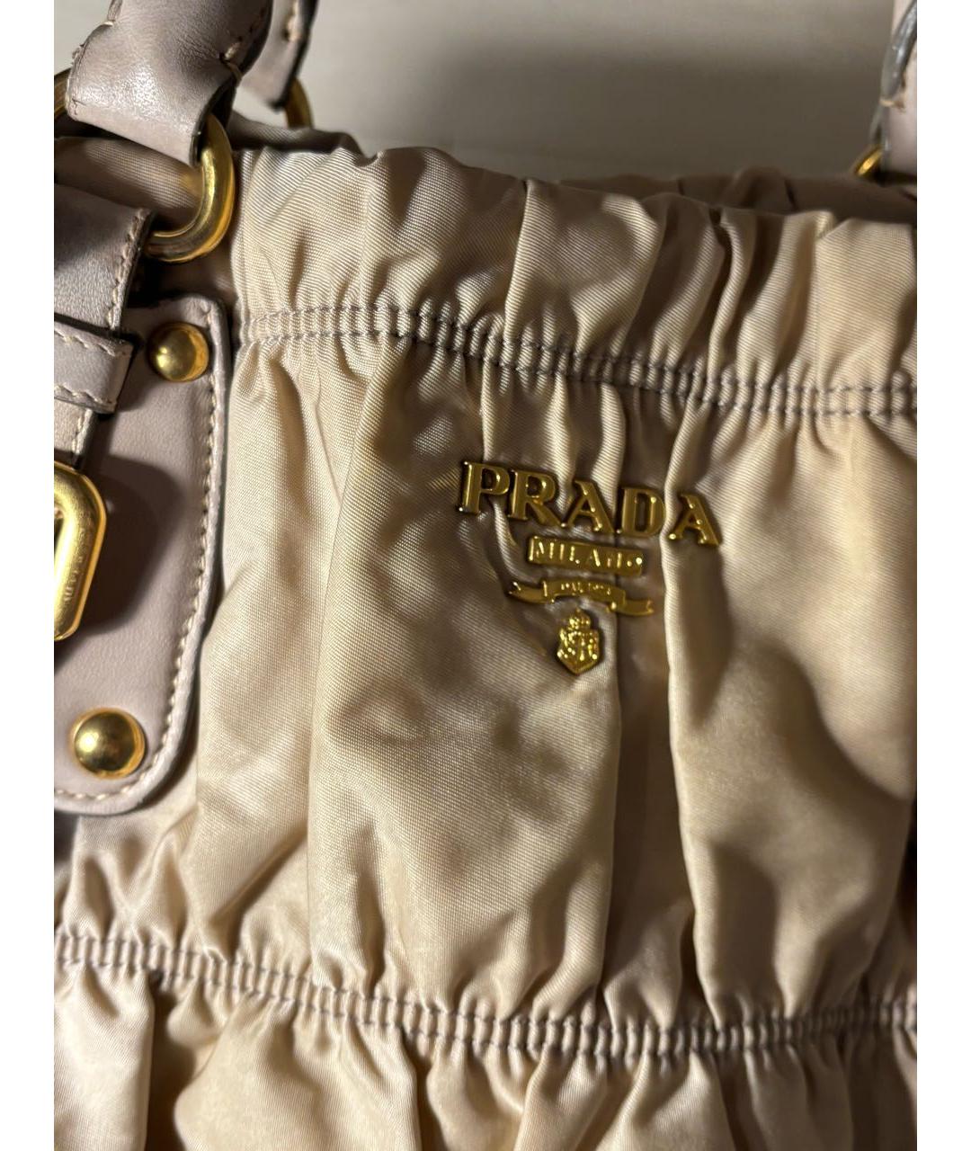 PRADA Бежевая нейлоновая сумка на плечо, фото 6