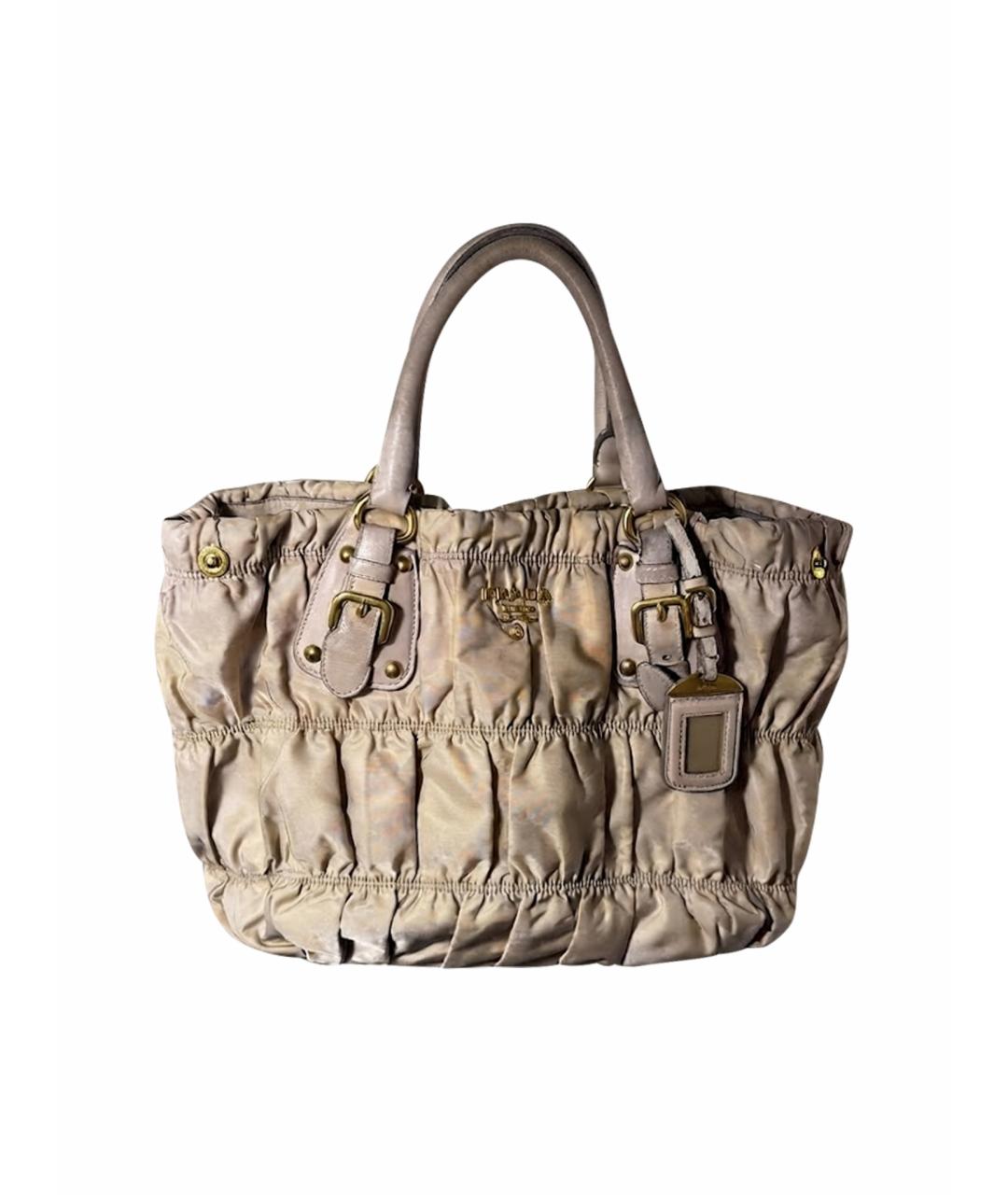 PRADA Бежевая нейлоновая сумка на плечо, фото 1
