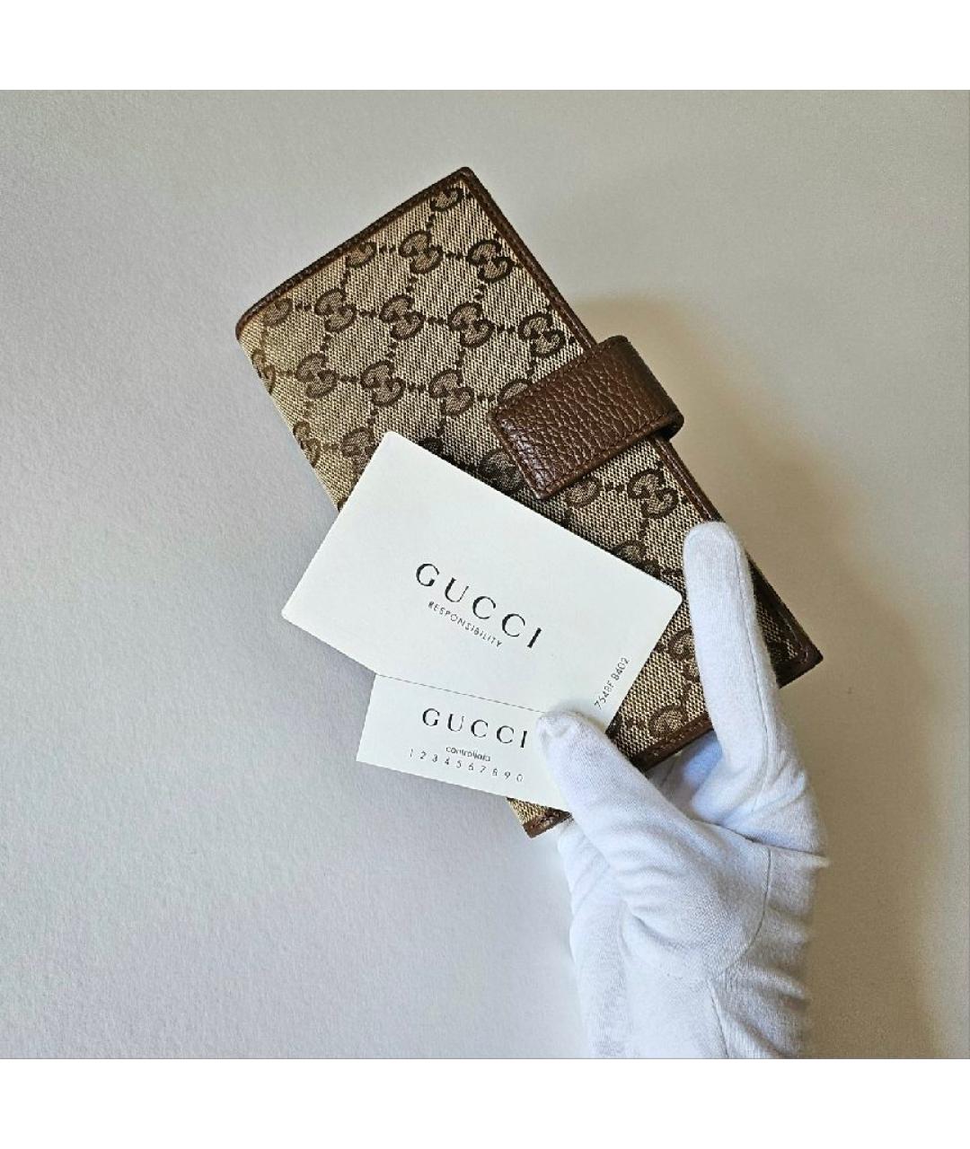 GUCCI Коричневый кожаный кошелек, фото 2