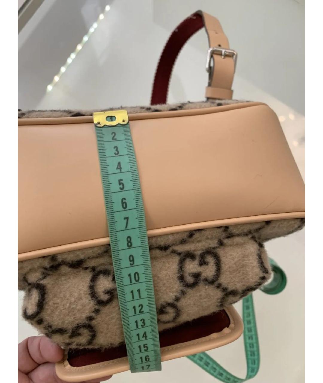 GUCCI Бежевый кожаный рюкзак, фото 9