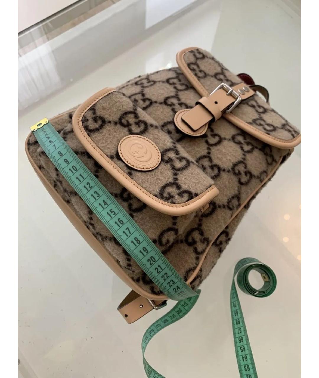 GUCCI Бежевый кожаный рюкзак, фото 8
