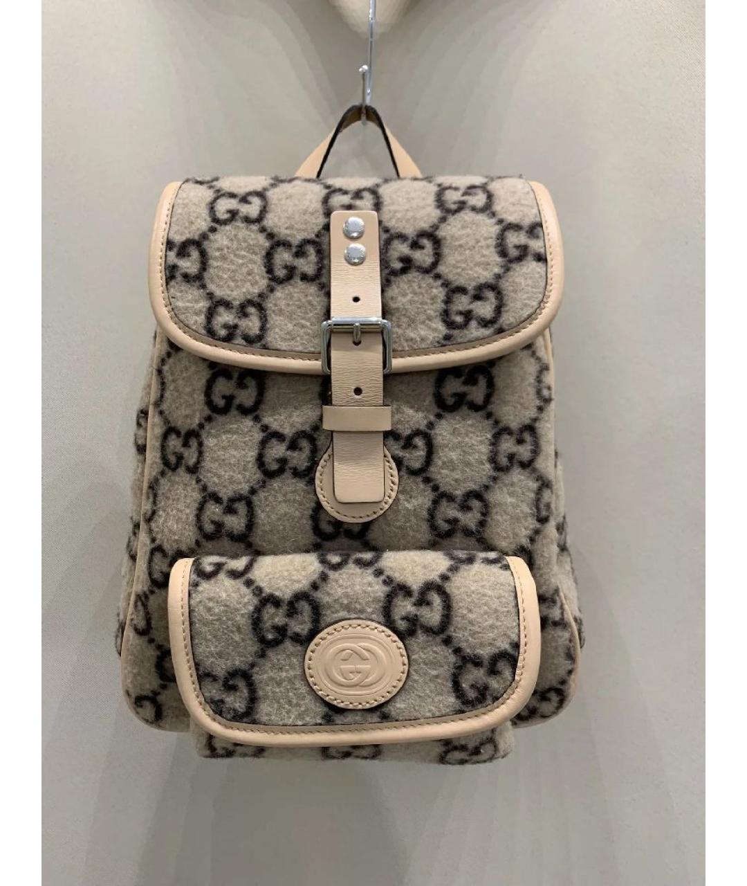 GUCCI Бежевый кожаный рюкзак, фото 10