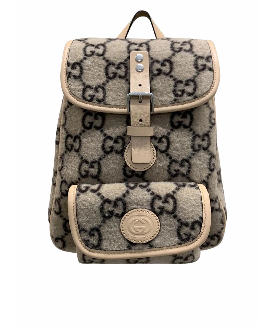 GUCCI Бежевый кожаный рюкзак, фото 1