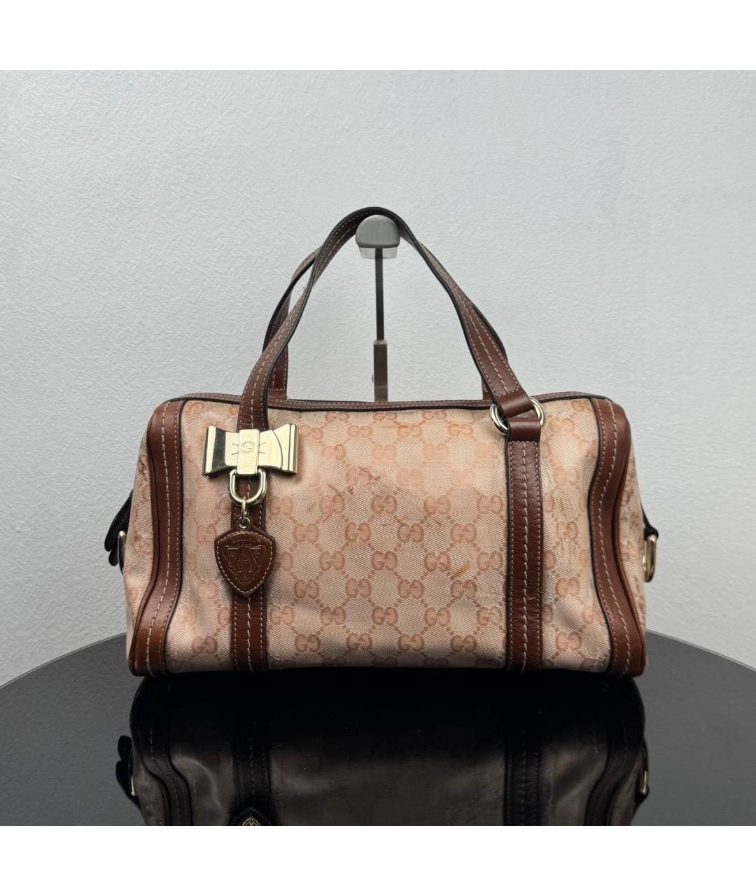 GUCCI Розовая канва сумка с короткими ручками, фото 9