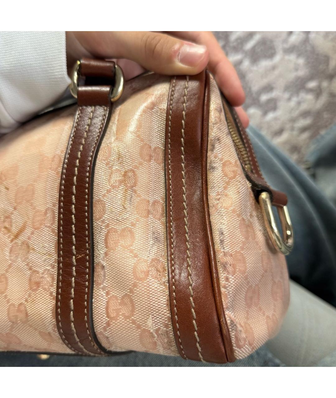 GUCCI Розовая канва сумка с короткими ручками, фото 4