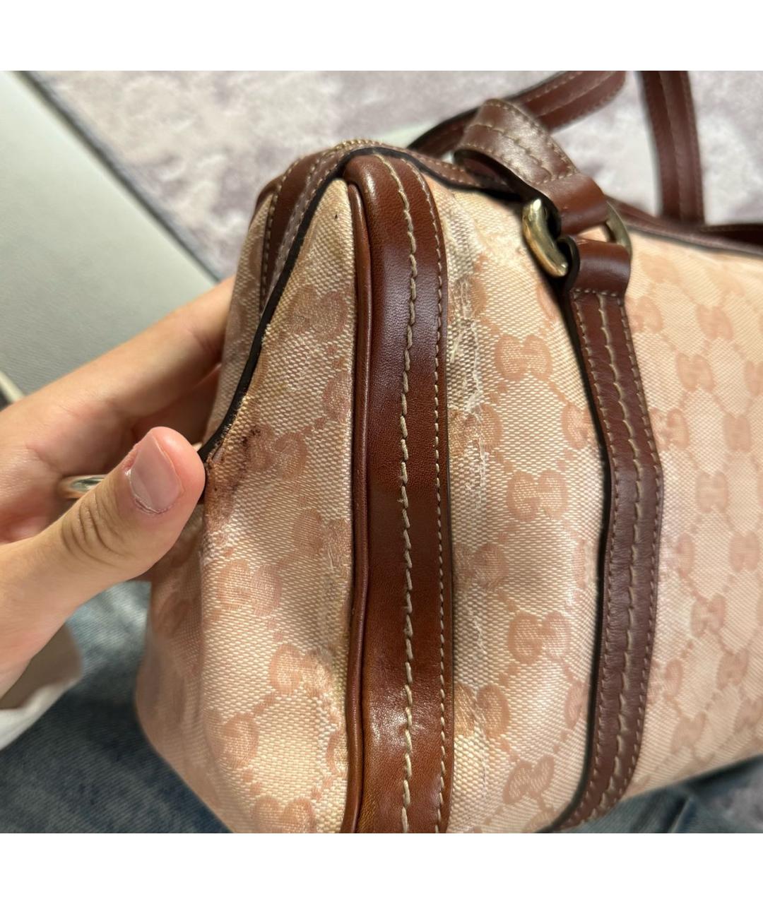 GUCCI Розовая канва сумка с короткими ручками, фото 8