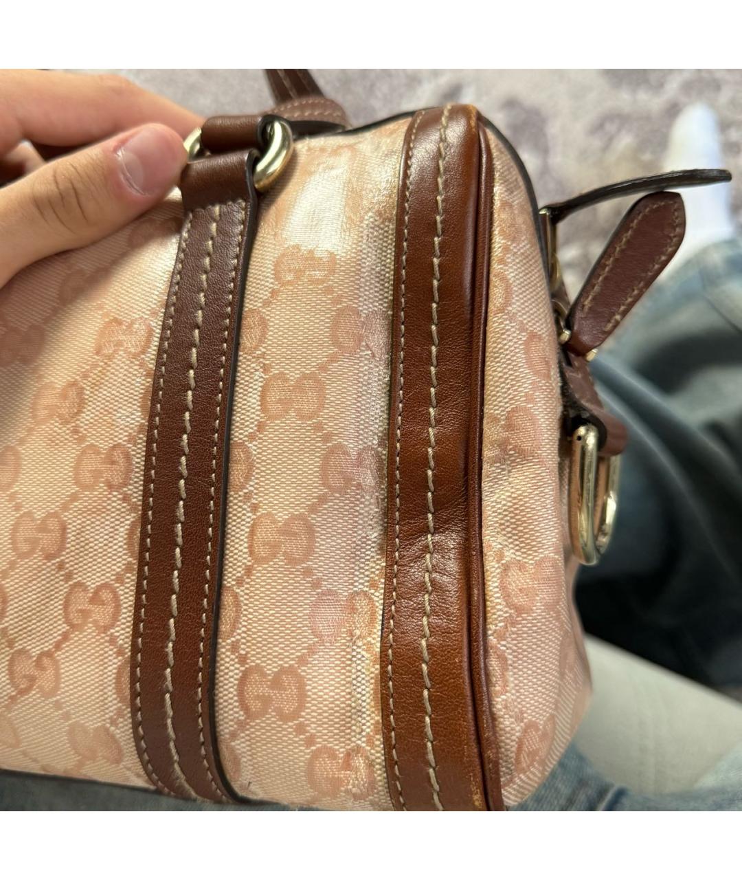 GUCCI Розовая канва сумка с короткими ручками, фото 7