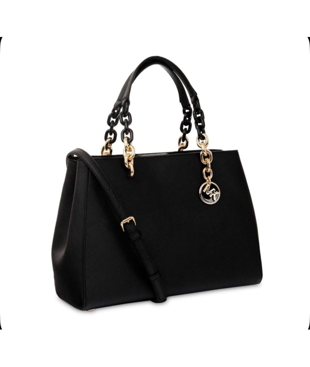 MICHAEL KORS Черная кожаная сумка через плечо, фото 2