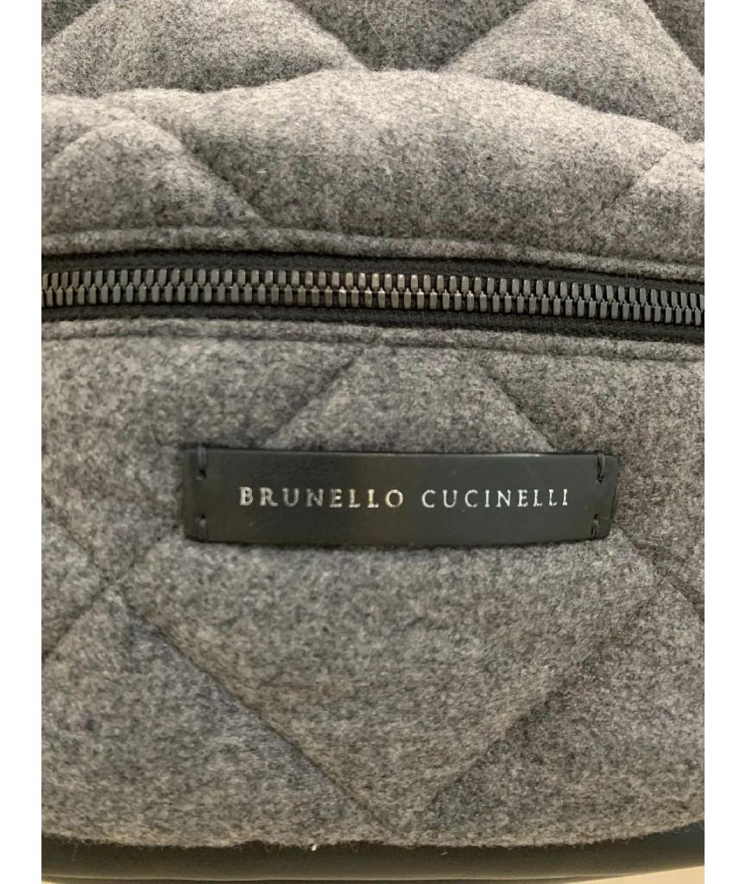 BRUNELLO CUCINELLI Серый кожаный рюкзак, фото 5