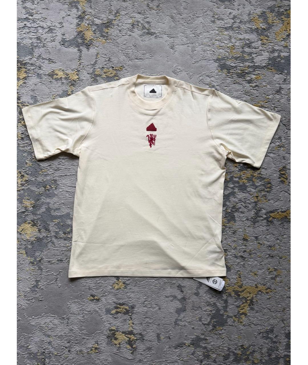 ADIDAS Бежевая хлопковая футболка, фото 2