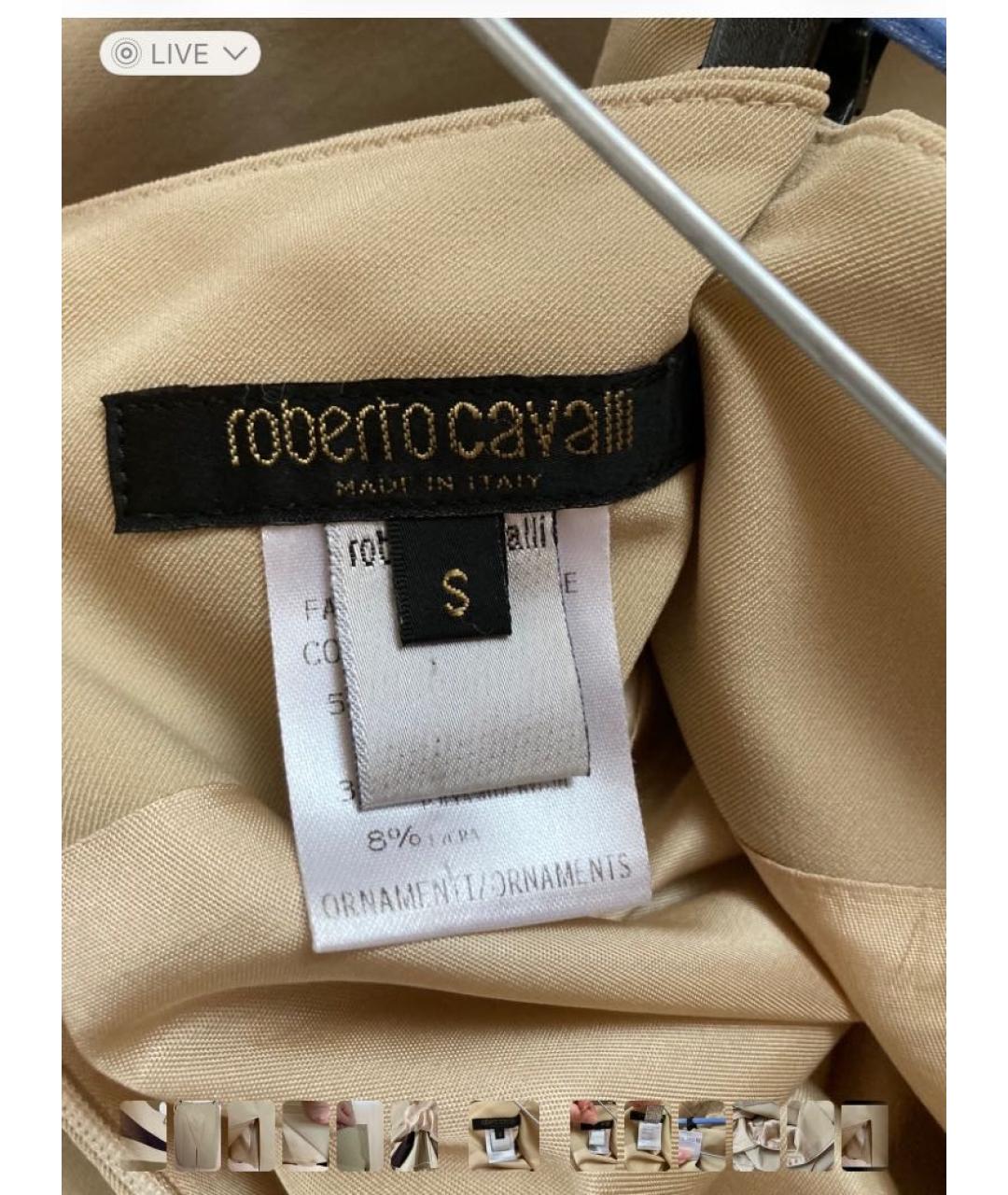ROBERTO CAVALLI Бежевая полиэстеровая юбка миди, фото 5