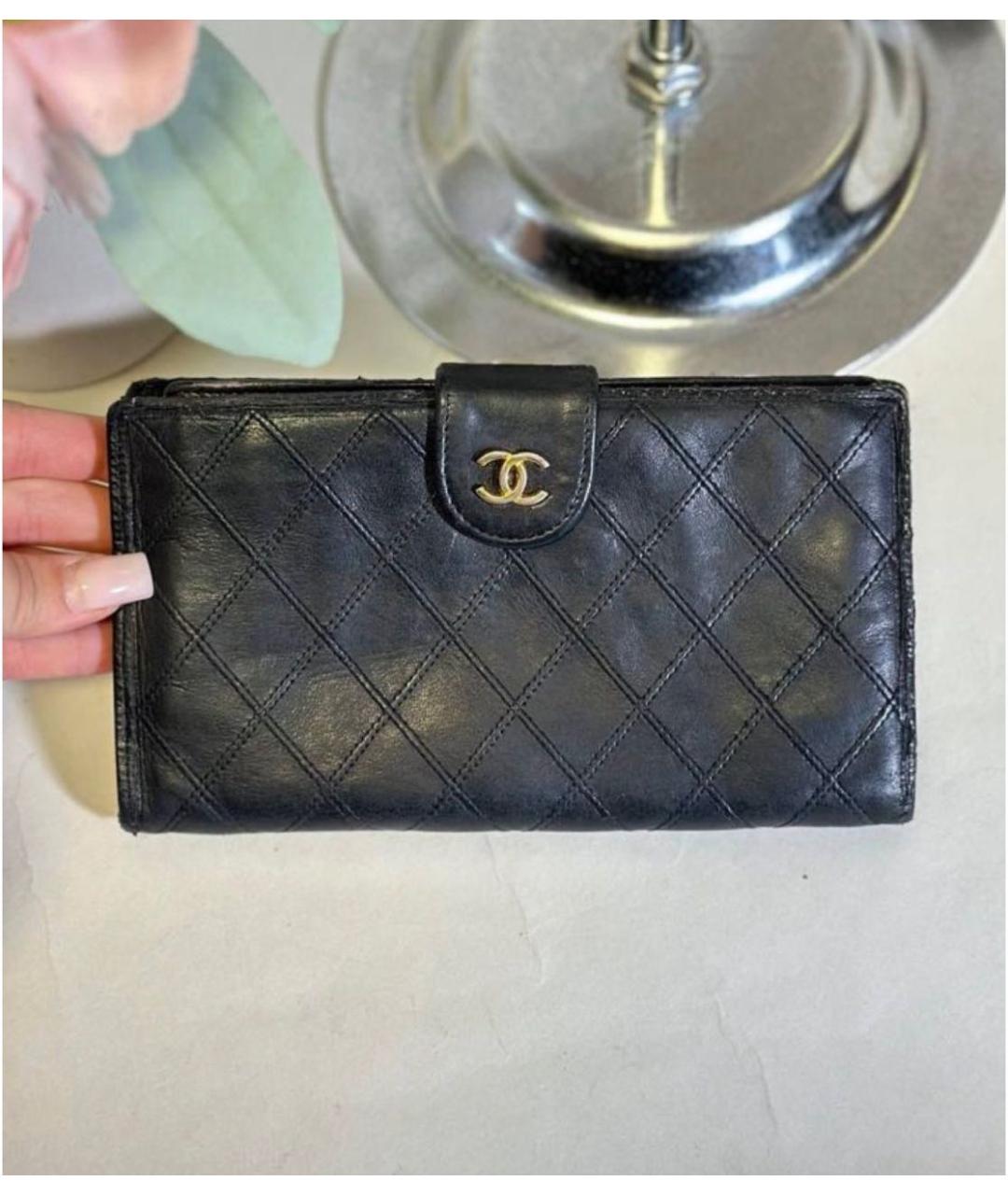CHANEL Черный кожаный кошелек, фото 5
