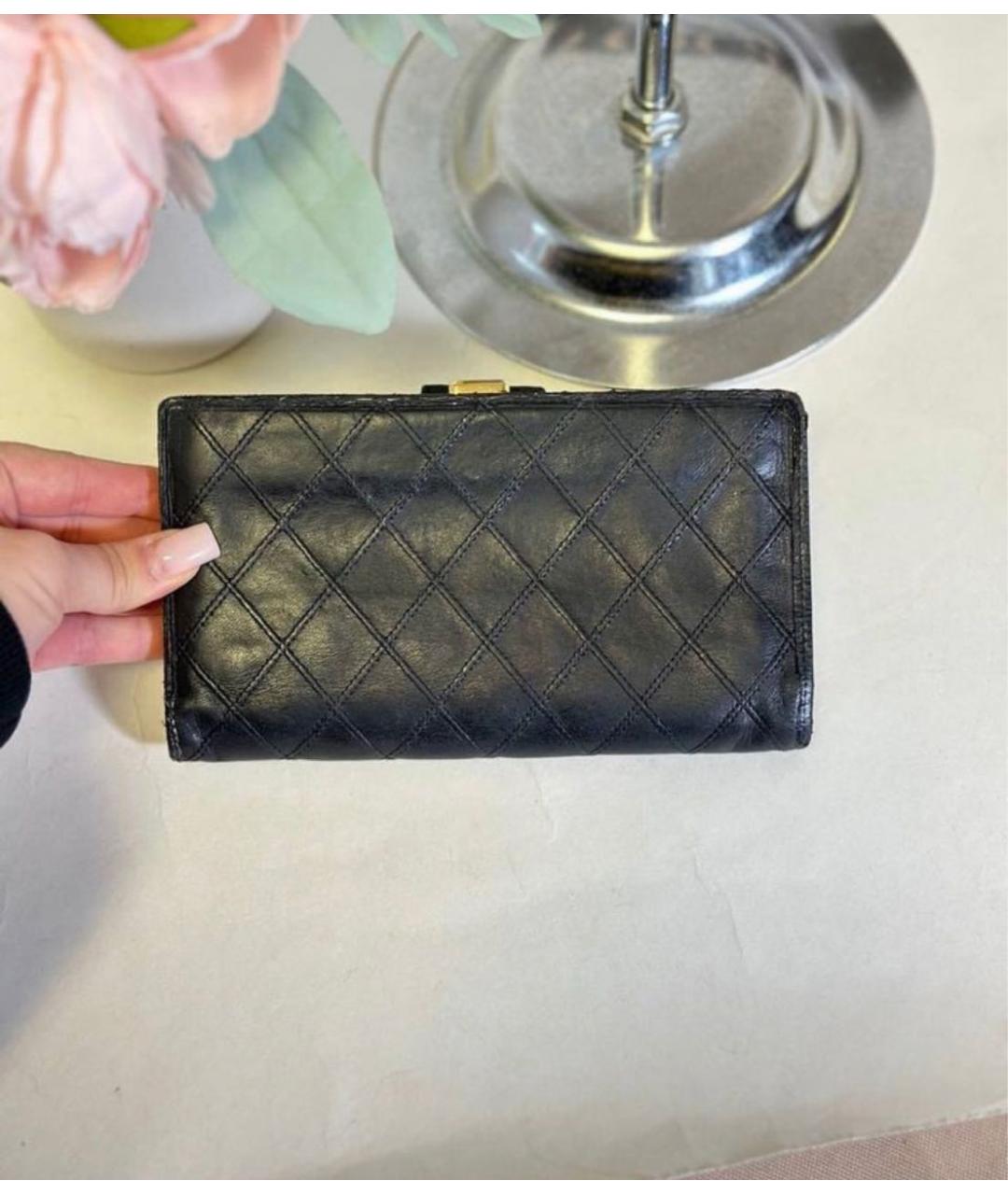 CHANEL Черный кожаный кошелек, фото 2