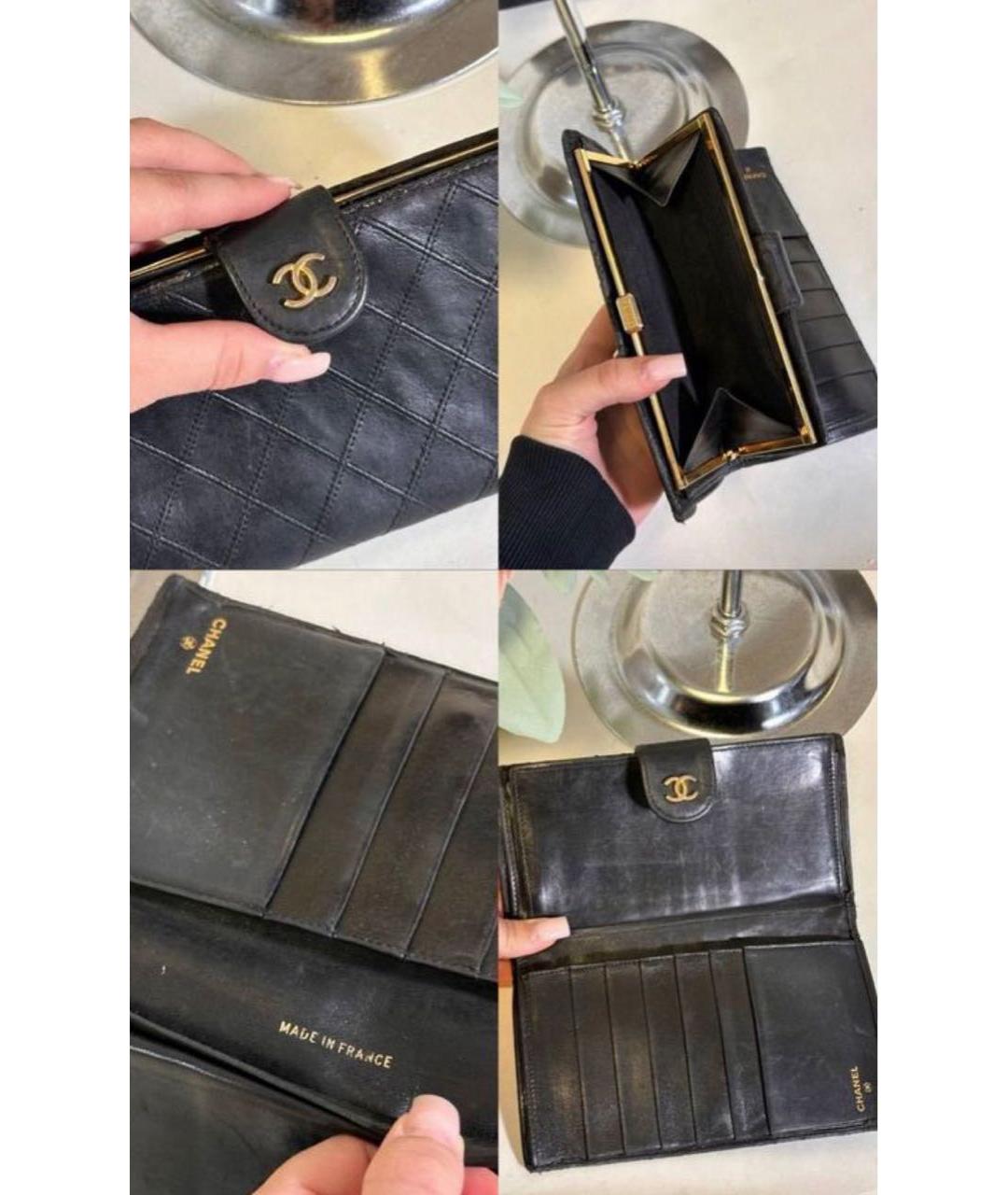 CHANEL Черный кожаный кошелек, фото 3