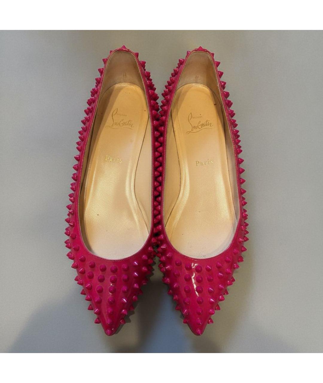 CHRISTIAN LOUBOUTIN Фуксия балетки из лакированной кожи, фото 2