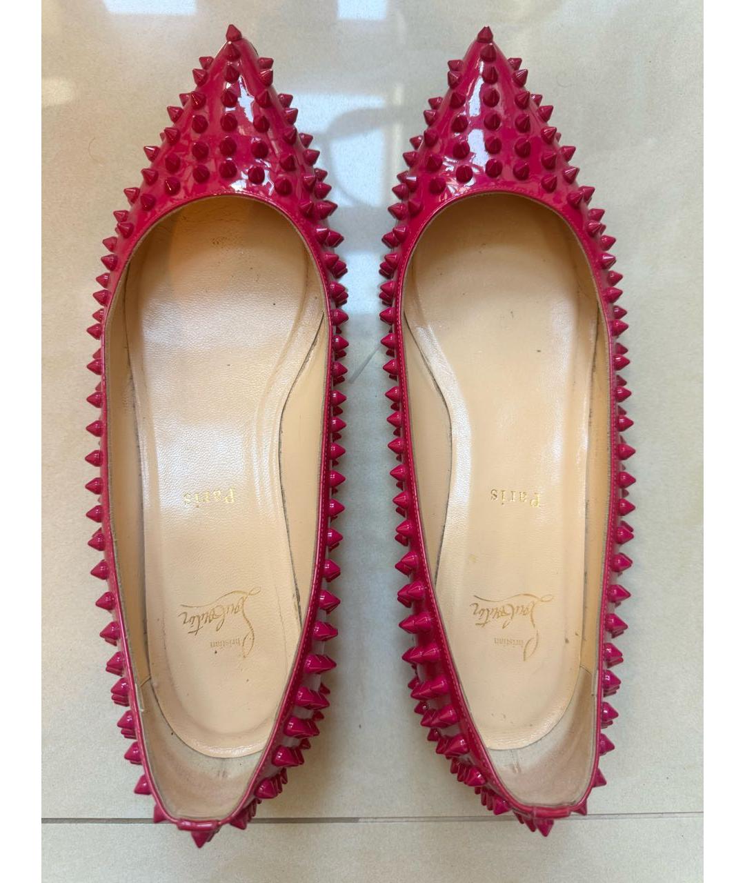 CHRISTIAN LOUBOUTIN Фуксия балетки из лакированной кожи, фото 6