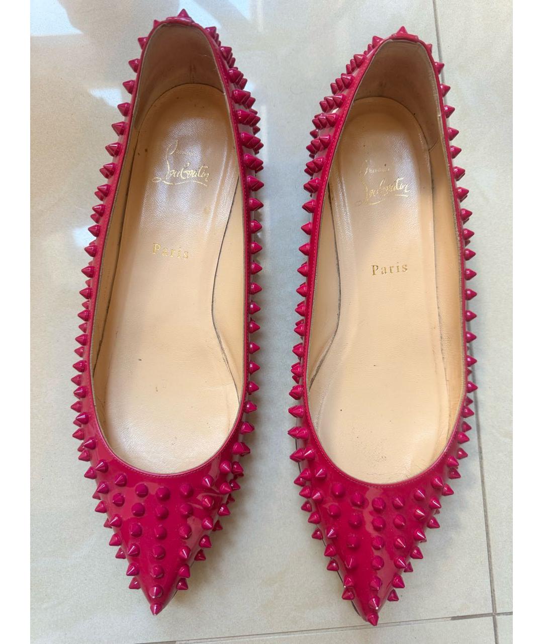 CHRISTIAN LOUBOUTIN Фуксия балетки из лакированной кожи, фото 5