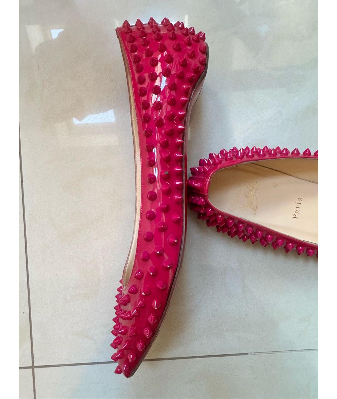 CHRISTIAN LOUBOUTIN Фуксия балетки из лакированной кожи, фото 7