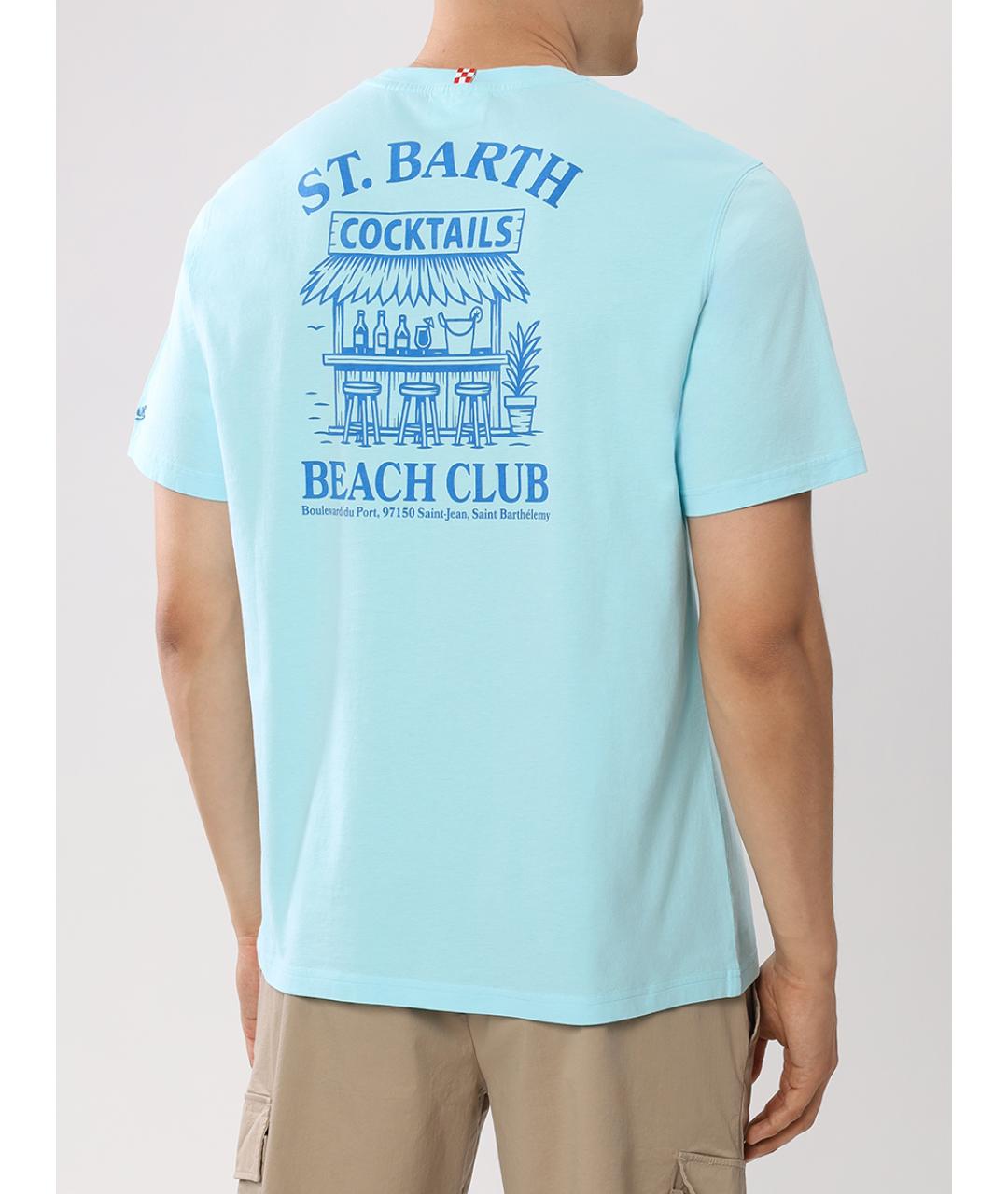 MC2 SAINT BARTH Голубая хлопко-эластановая футболка, фото 3