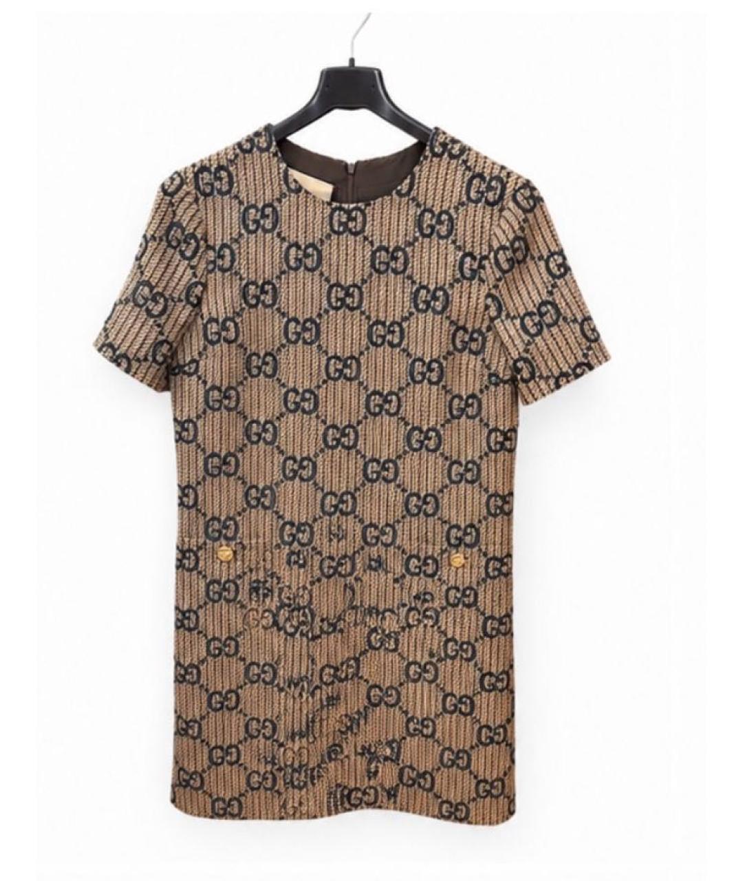 GUCCI Коричневое твидовое коктейльное платье, фото 5