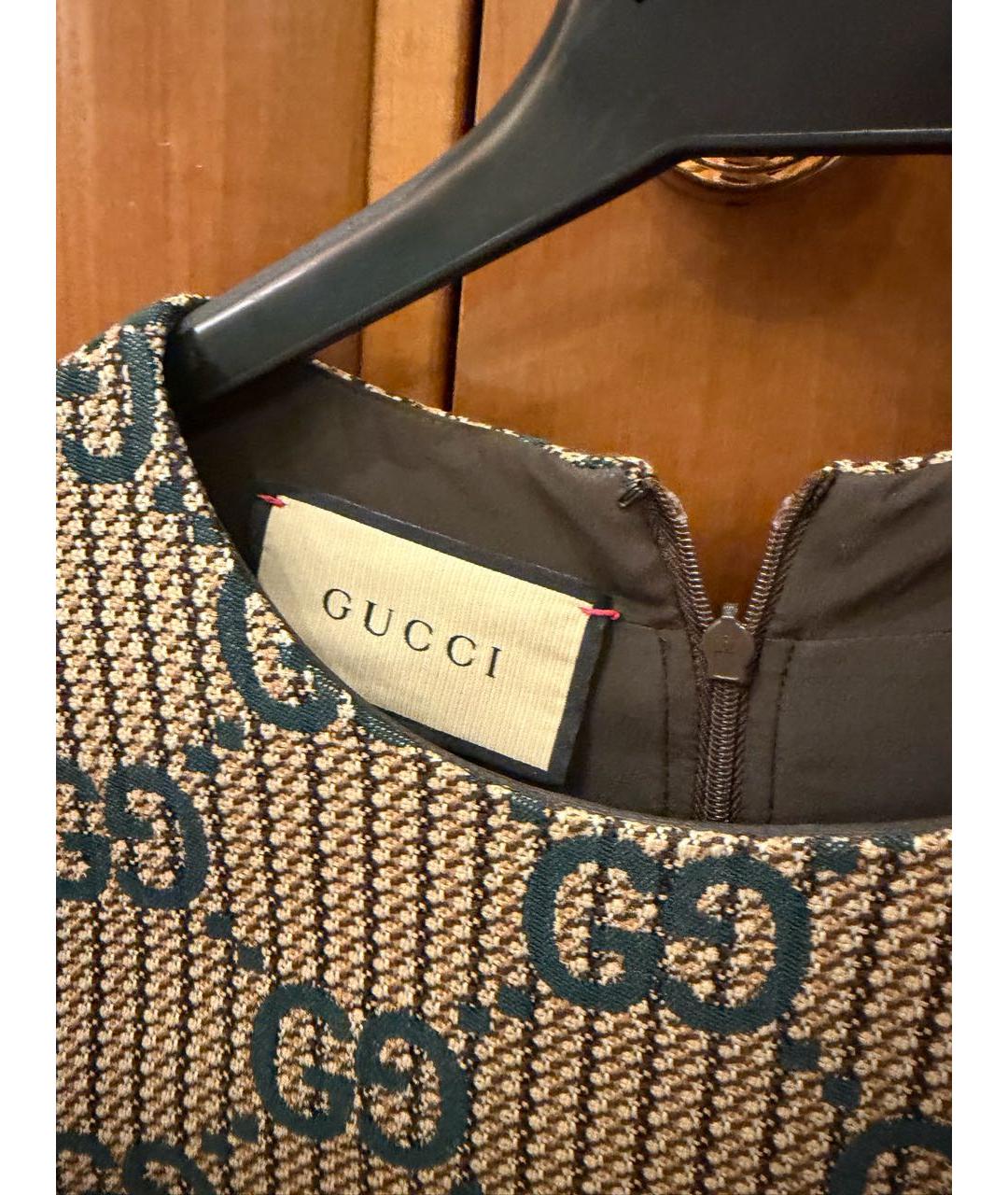 GUCCI Коричневое твидовое коктейльное платье, фото 4