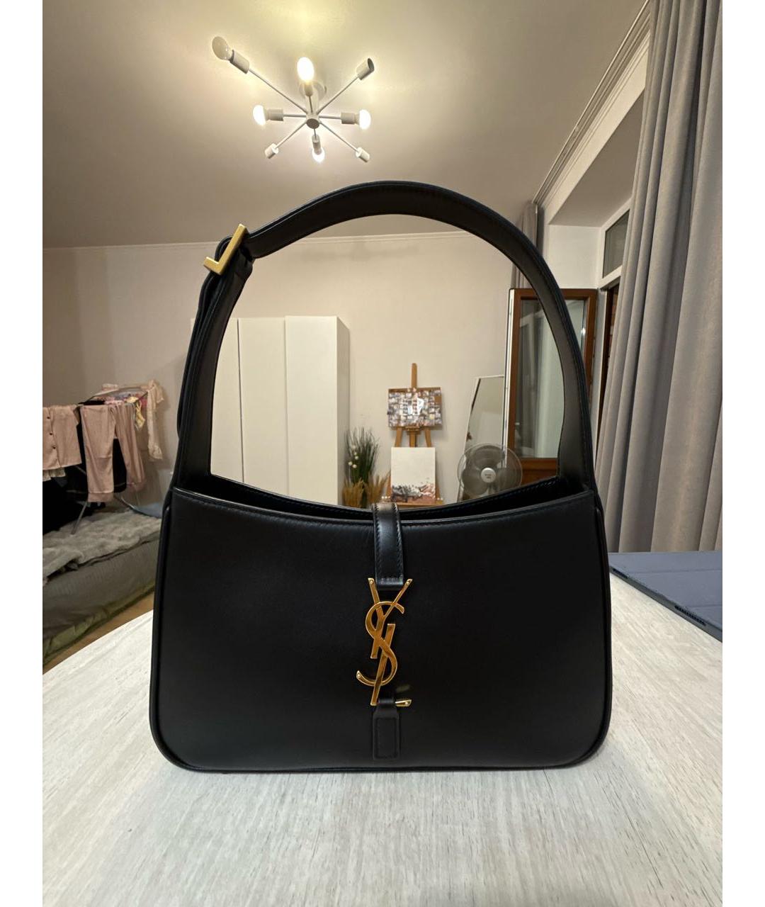 SAINT LAURENT Черная кожаная сумка с короткими ручками, фото 5