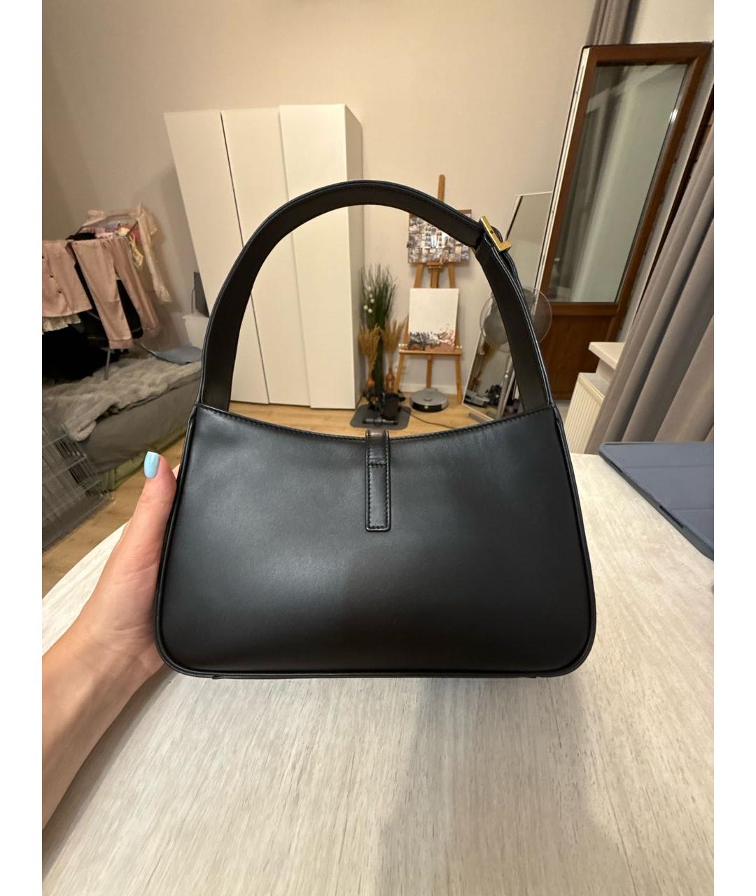 SAINT LAURENT Черная кожаная сумка с короткими ручками, фото 3