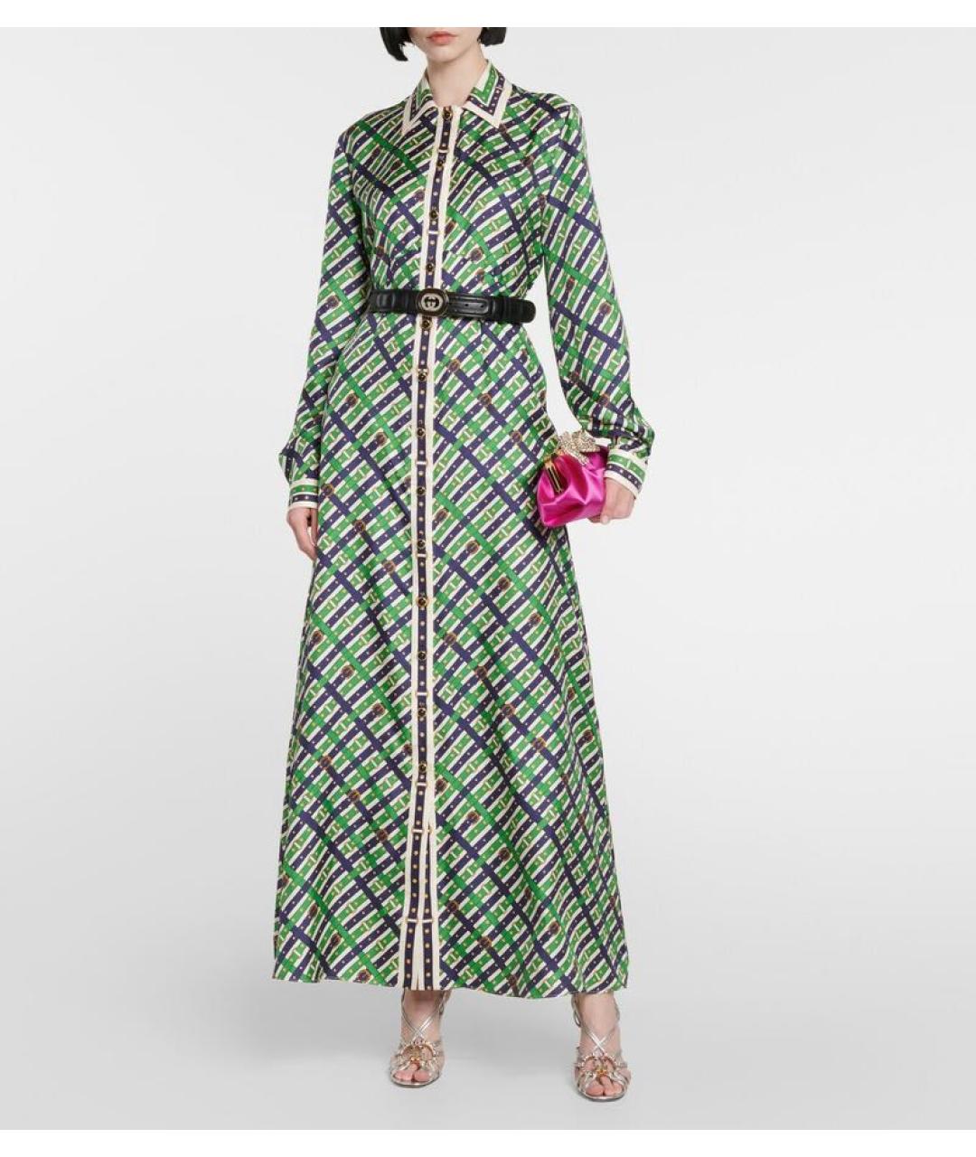 GUCCI Зеленое шелковое вечернее платье, фото 3