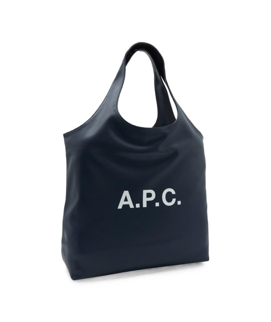 A.P.C. Темно-синяя сумка тоут из искусственной кожи, фото 4