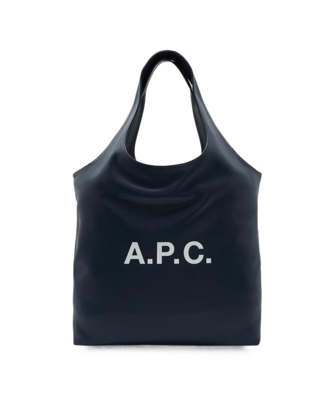 A.P.C. Темно-синяя сумка тоут из искусственной кожи, фото 1