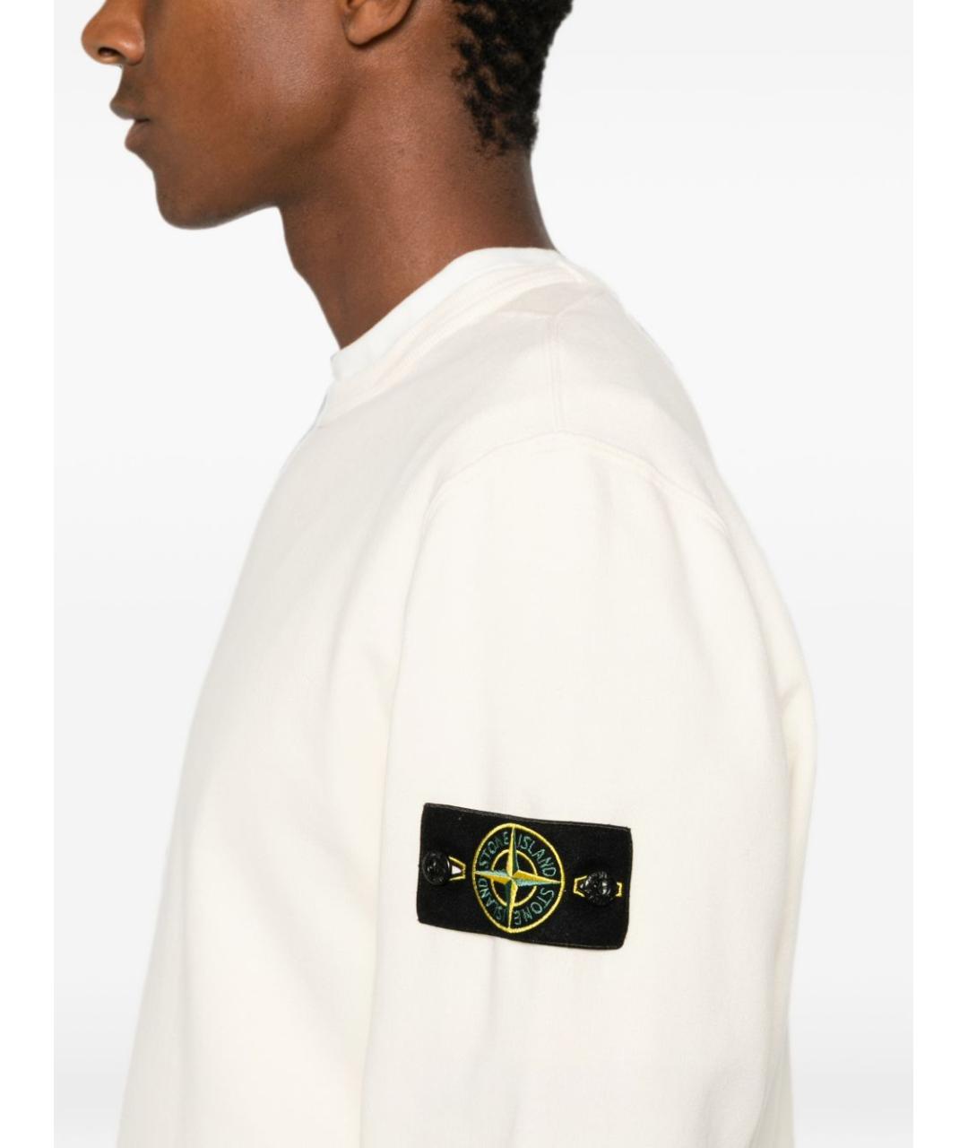 STONE ISLAND Белый хлопковый джемпер / свитер, фото 5