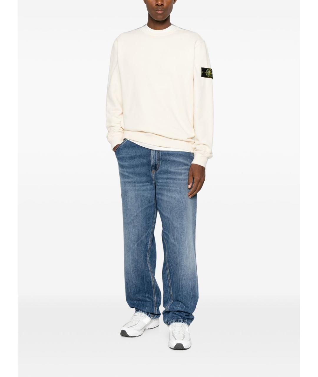 STONE ISLAND Белый хлопковый джемпер / свитер, фото 3