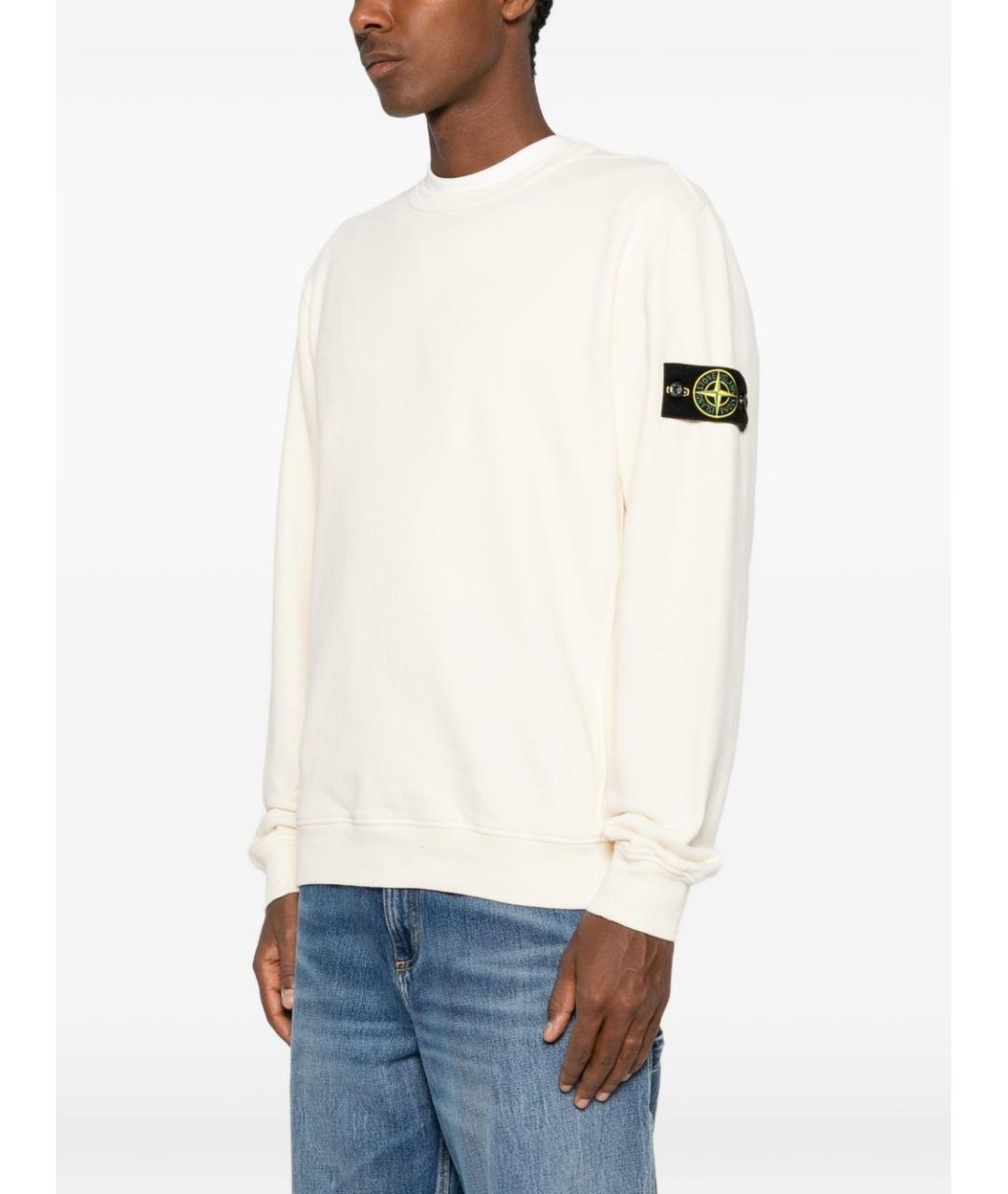 STONE ISLAND Белый хлопковый джемпер / свитер, фото 4