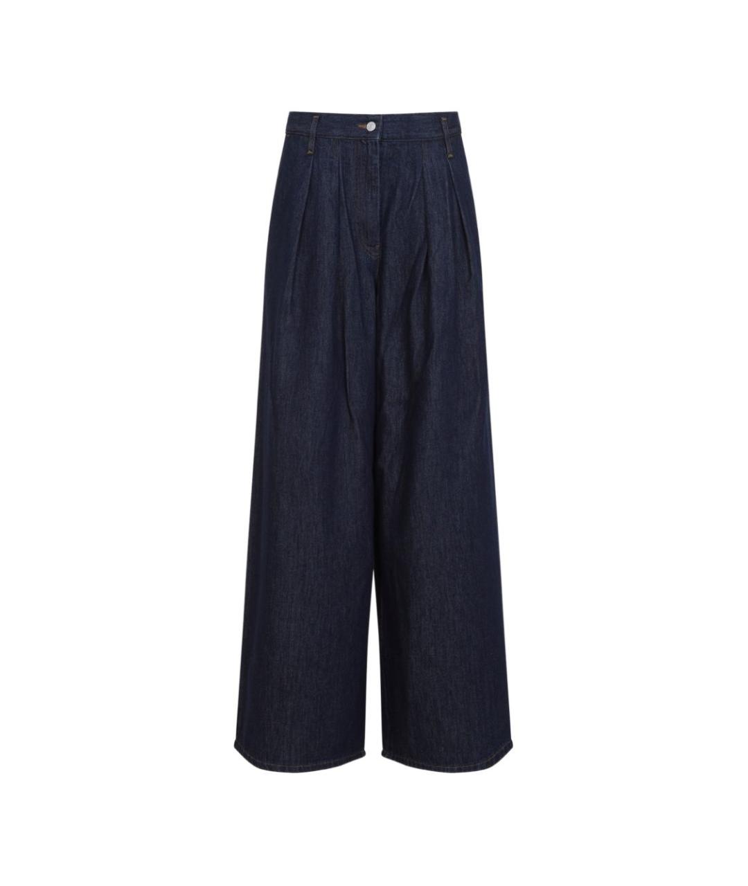 DRIES VAN NOTEN Синие хлопковые прямые брюки, фото 1