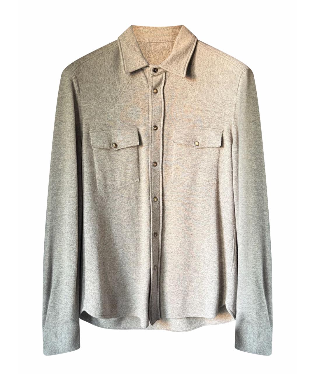 BRUNELLO CUCINELLI Бежевая шерстяная кэжуал рубашка, фото 9
