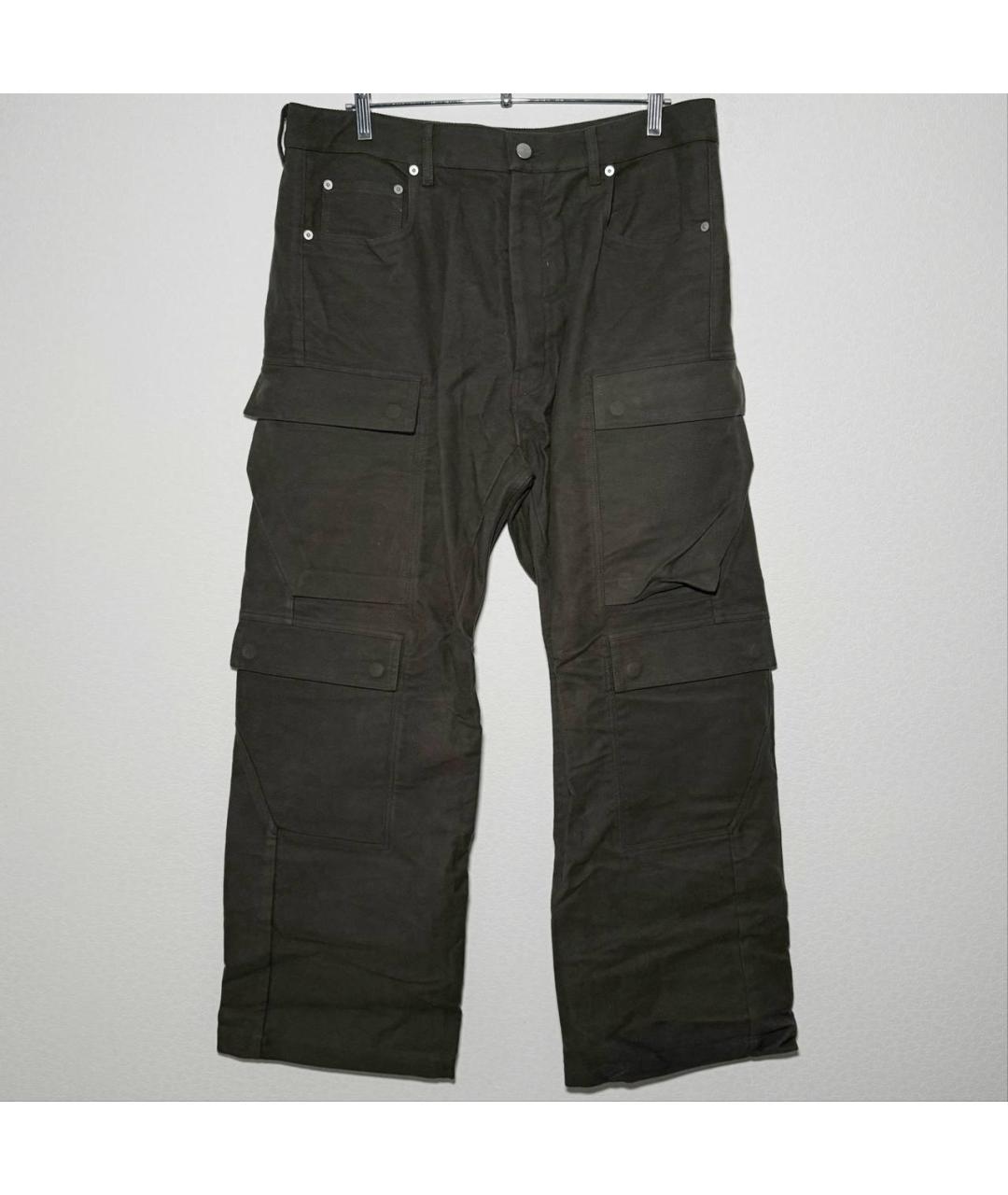 RICK OWENS Хаки хлопковые повседневные брюки, фото 10